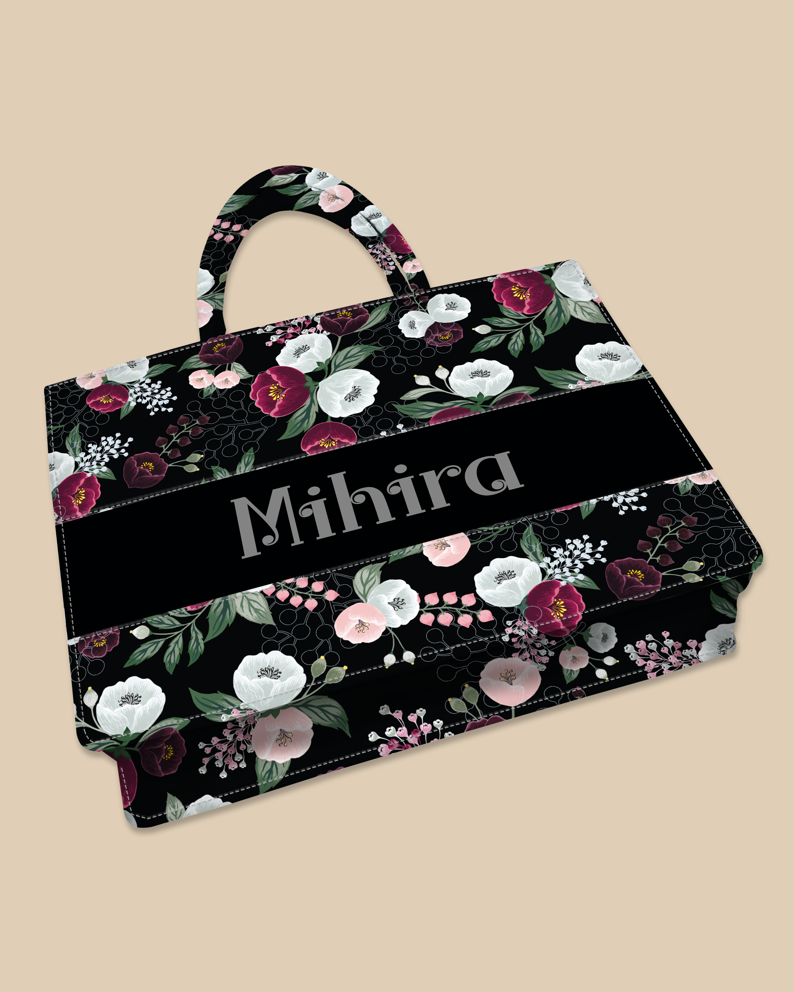 Customized Tote Bag Designed With Decorative Wild Peone Flowers