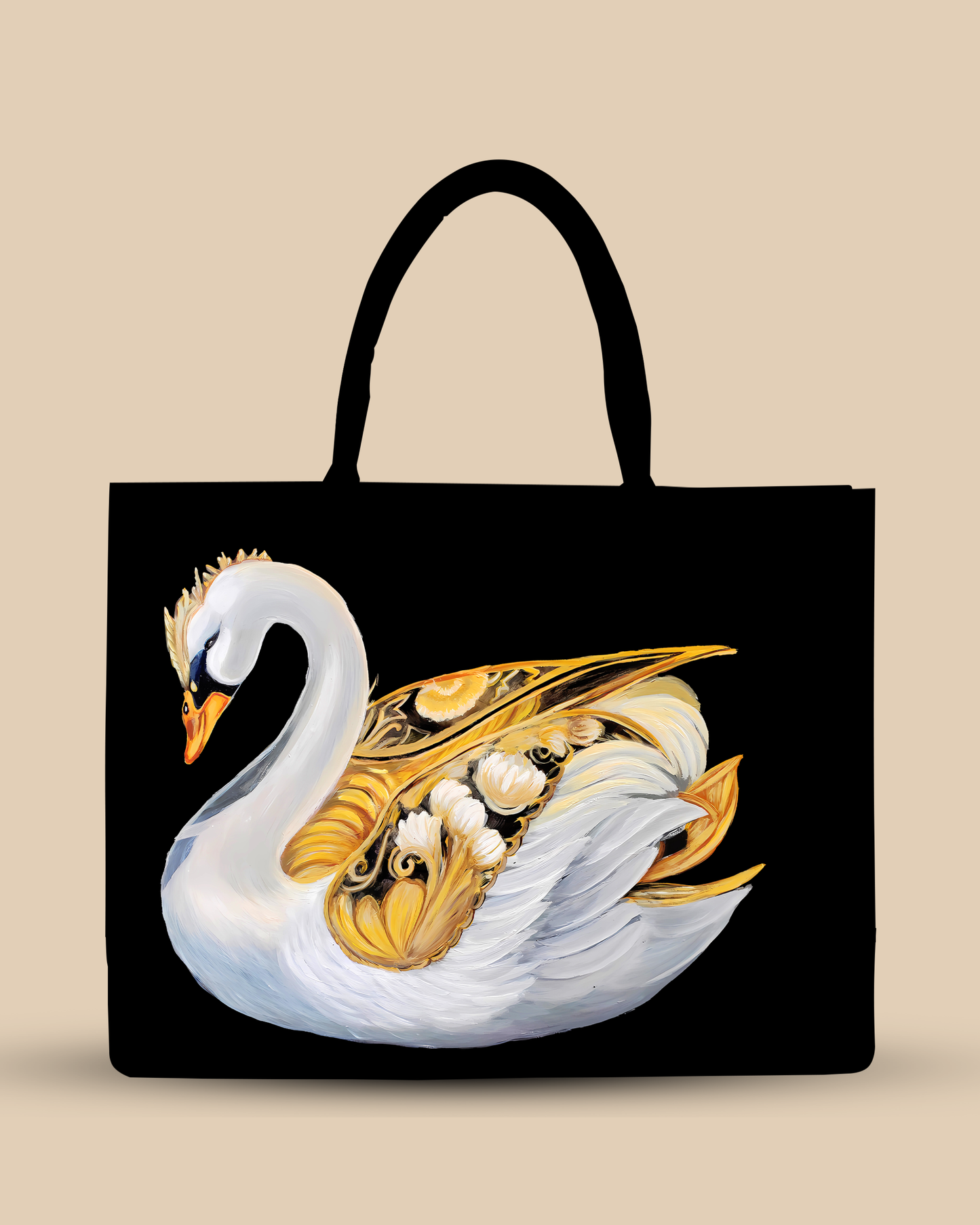 Customized Tote Bag Designed With Swans Birds Pattern