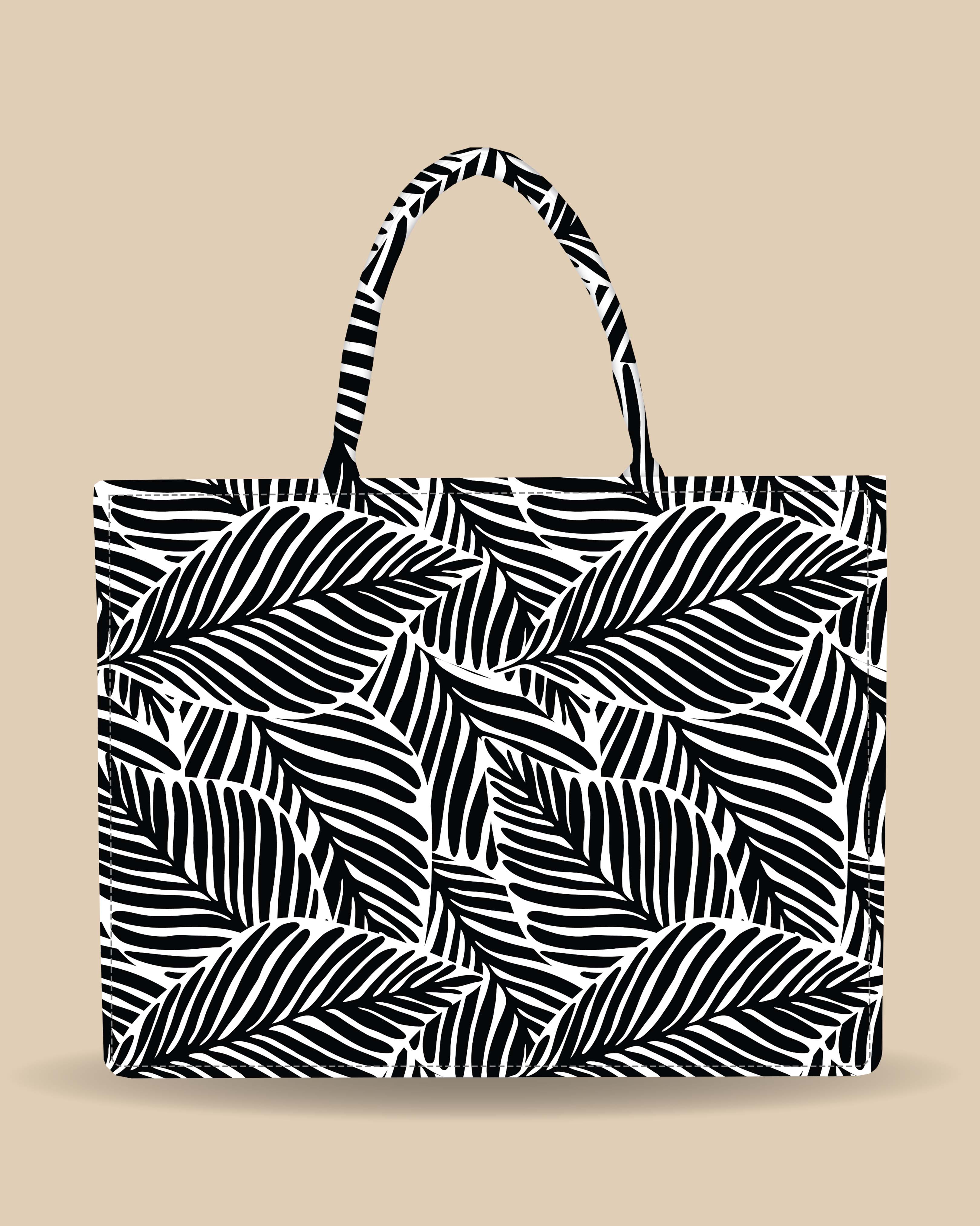 Customized Tote Bag Designed with Tropical Leaf Calligraphy