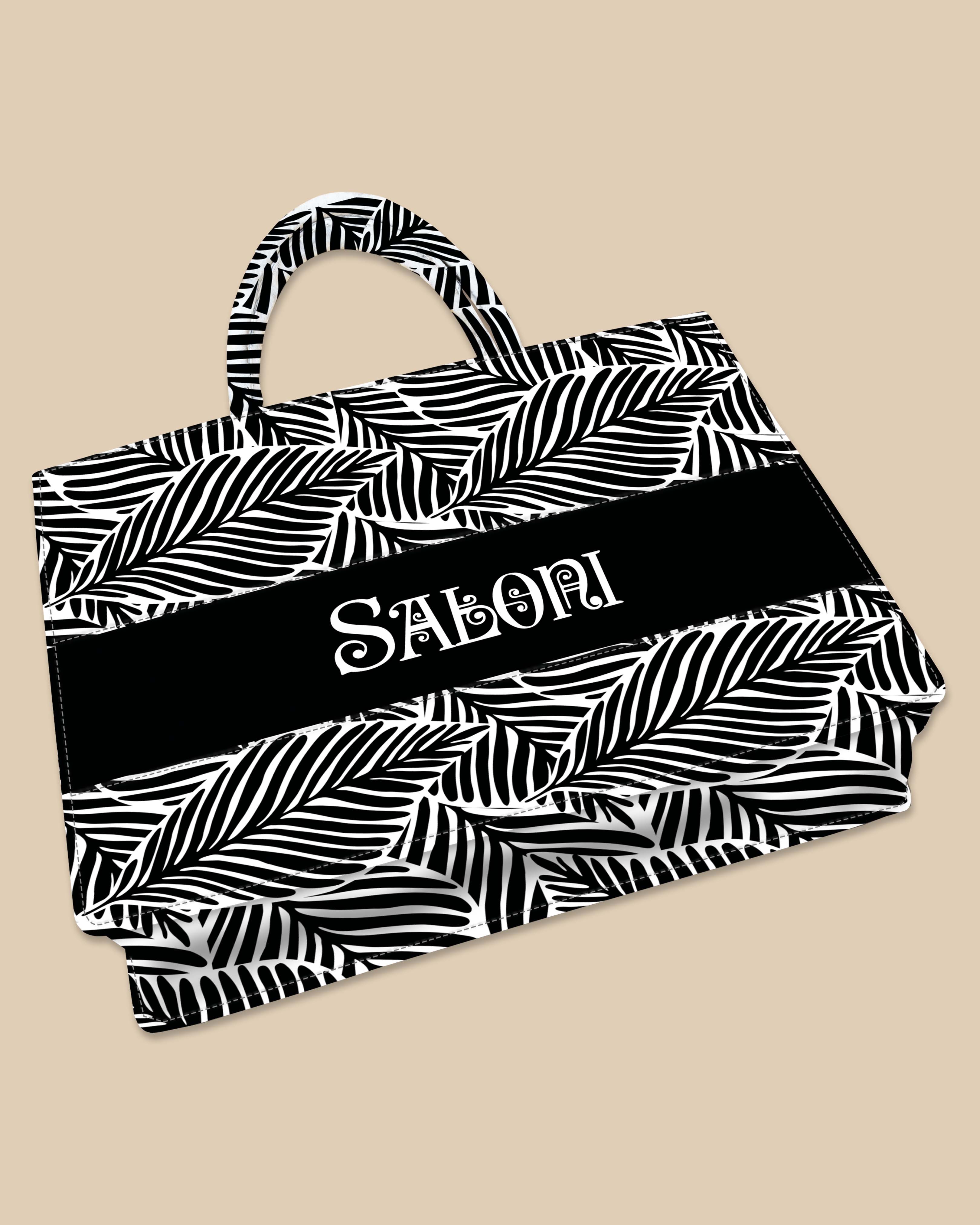 Customized Tote Bag Designed with Tropical Leaf Calligraphy