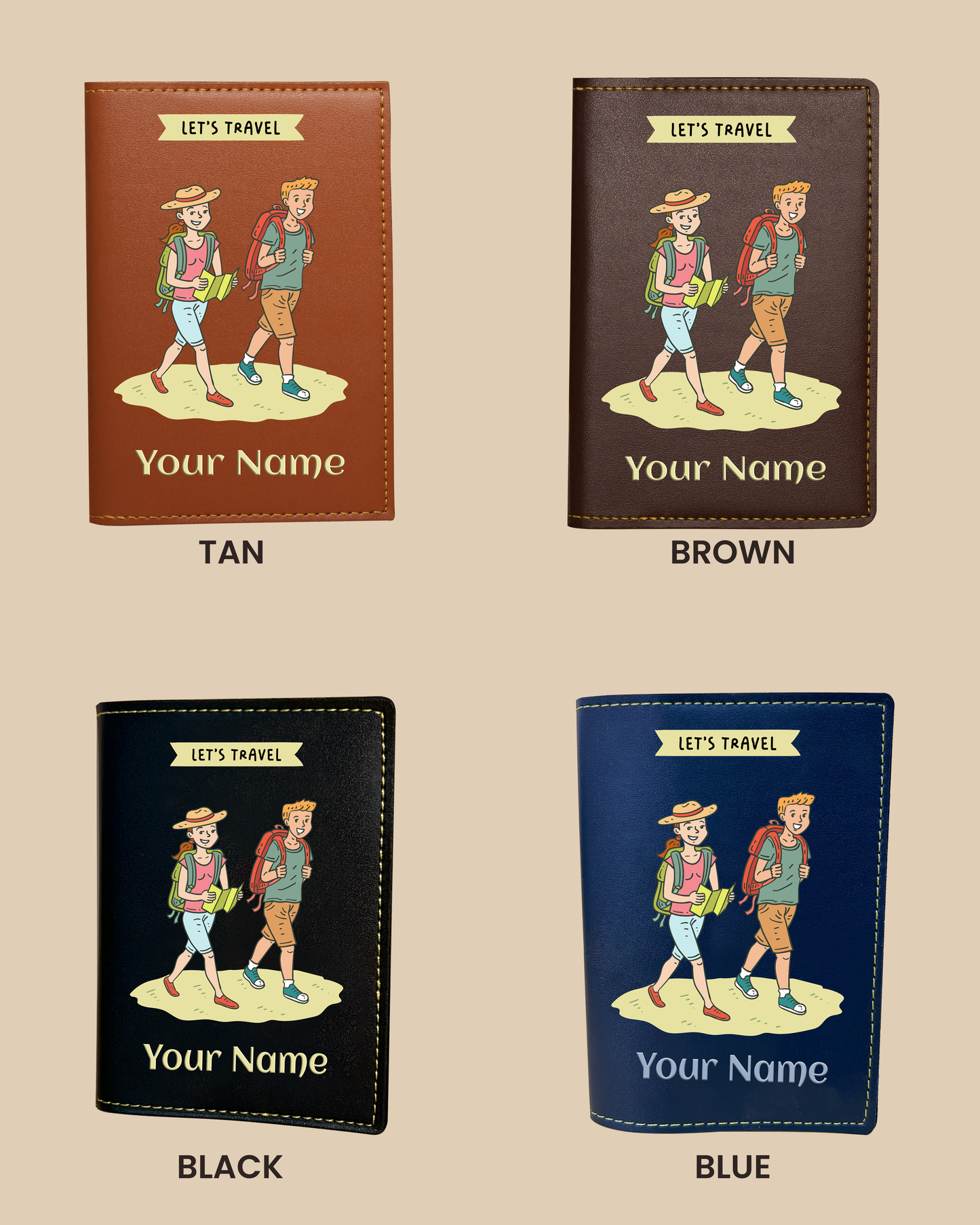 Customized Passport Cover -  LET'S TRAVEL
