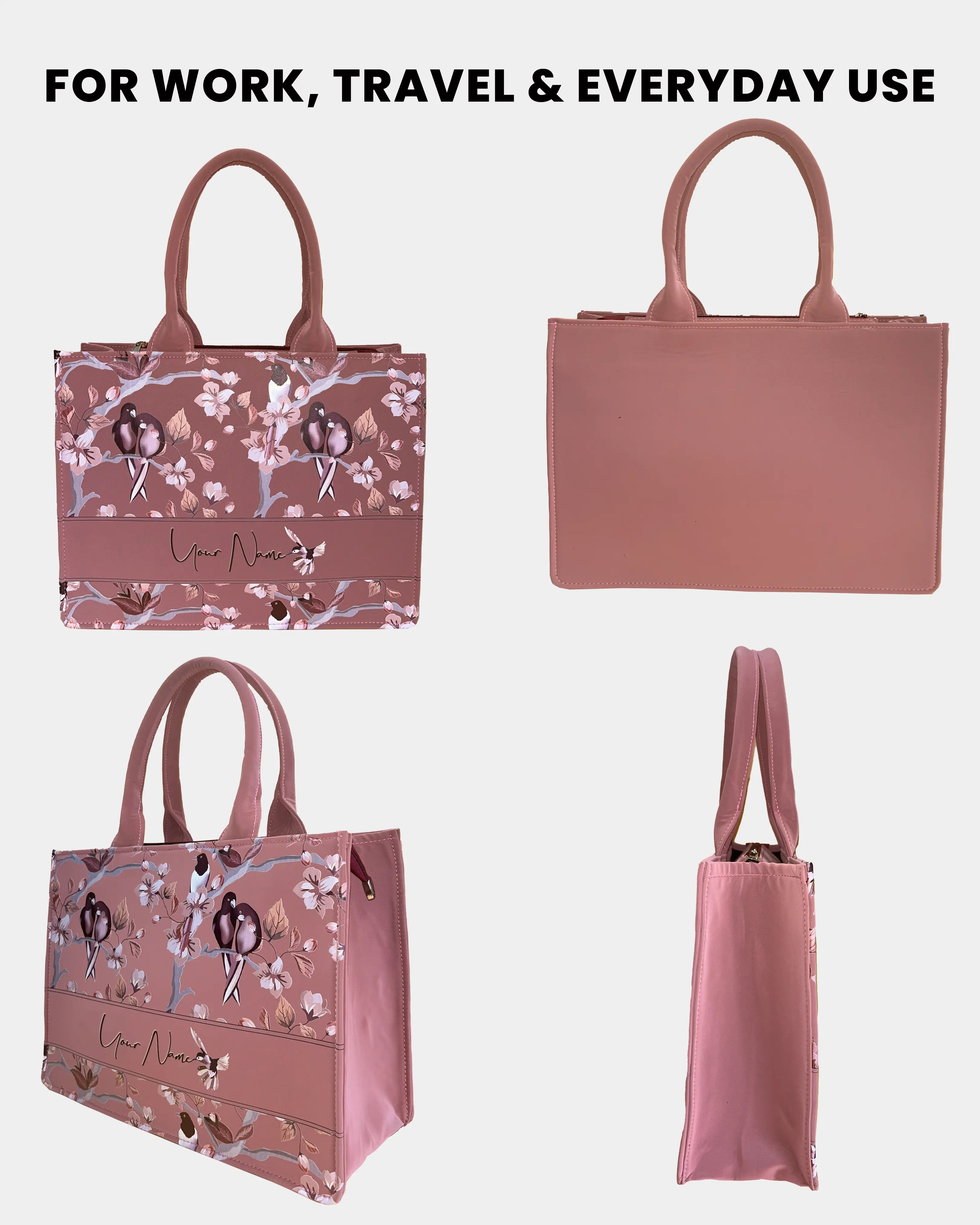 Dusky Rose Designer Embossed Customized Tote Bag