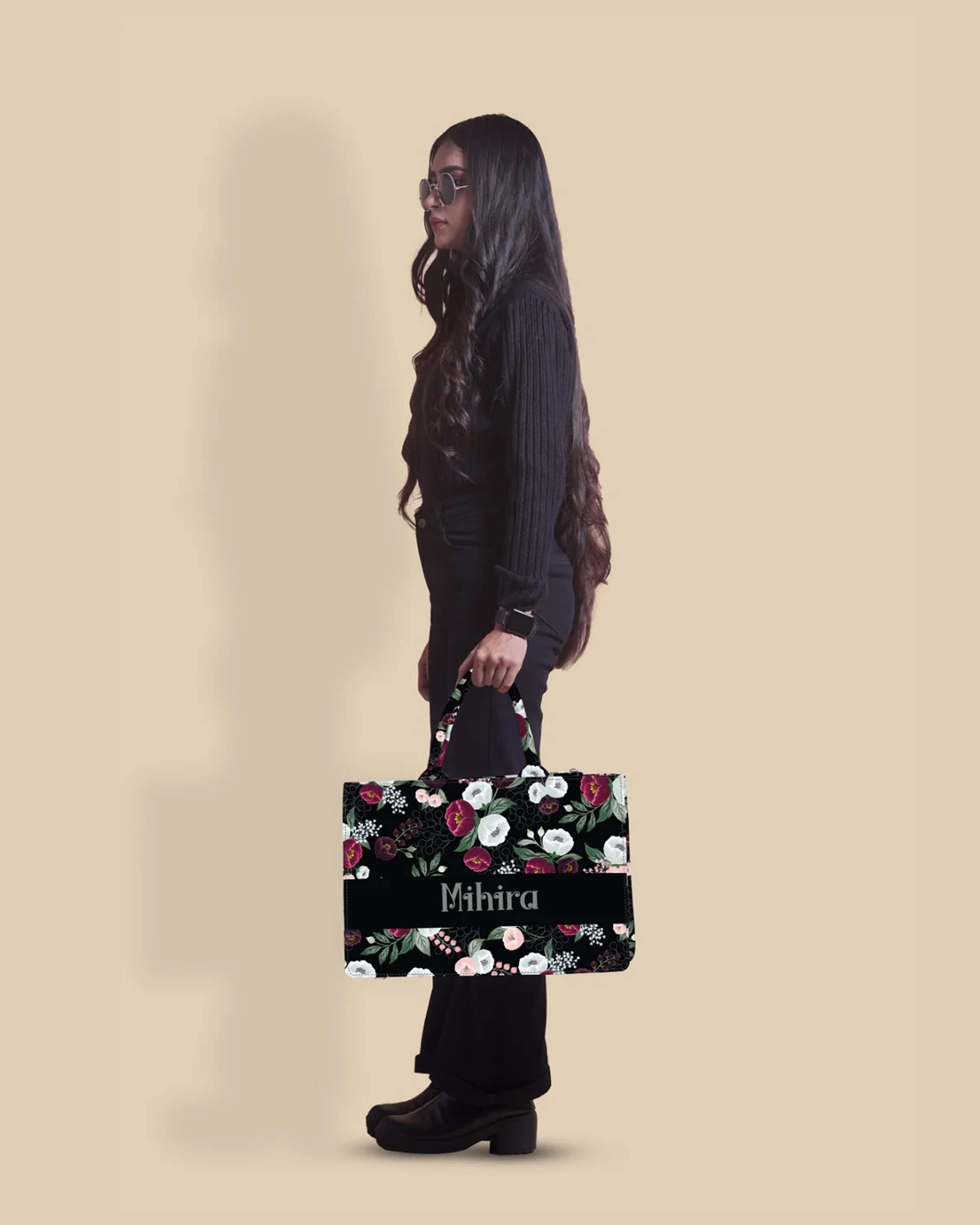 Customized Tote Bag Designed With Decorative Wild Peone Flowers