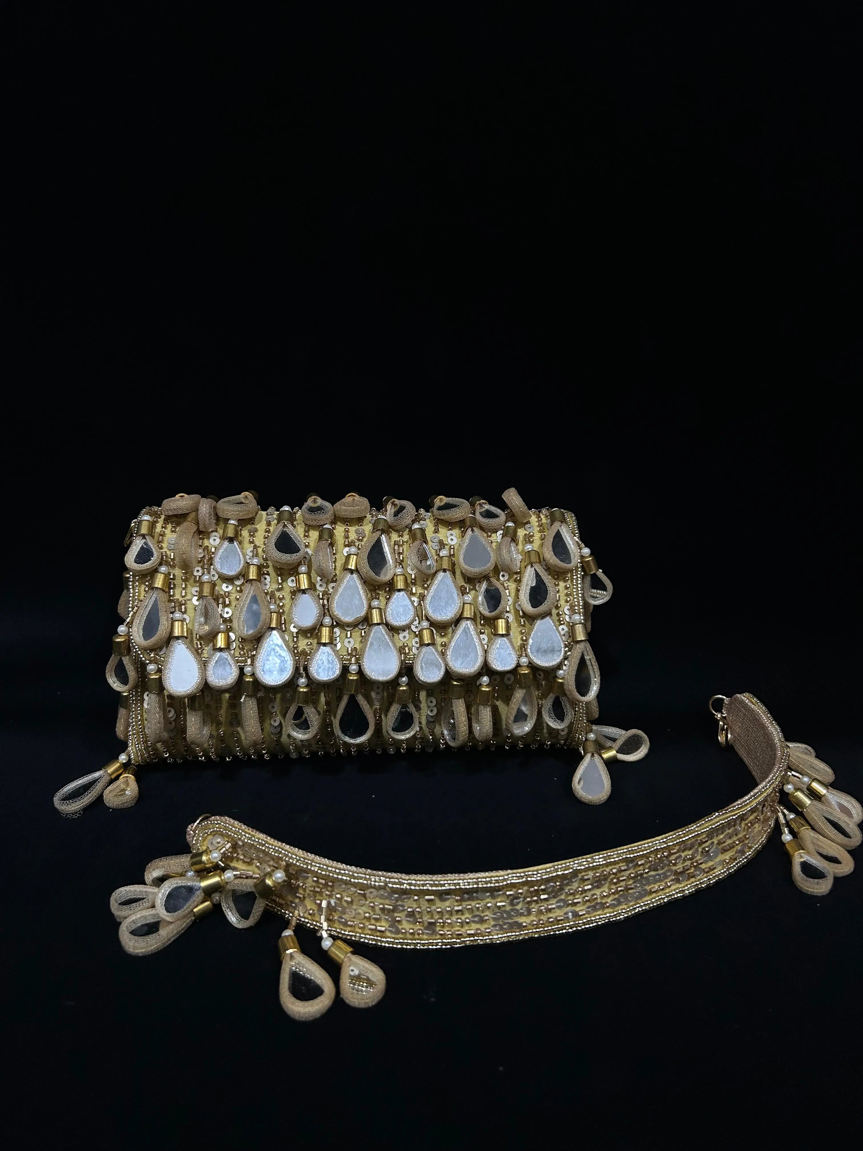 Golden Glimmer Sequin Clutch
