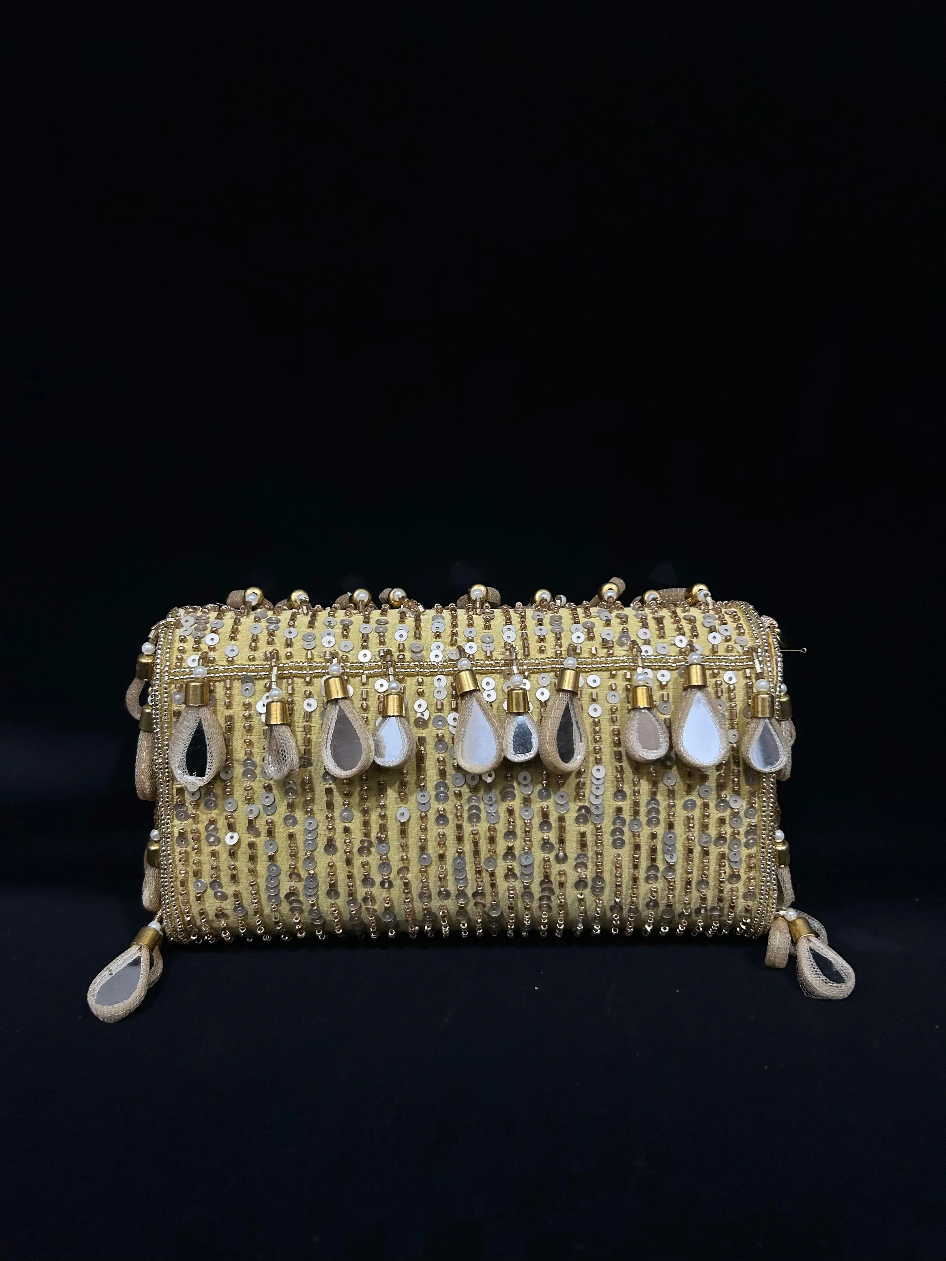 Golden Glimmer Sequin Clutch