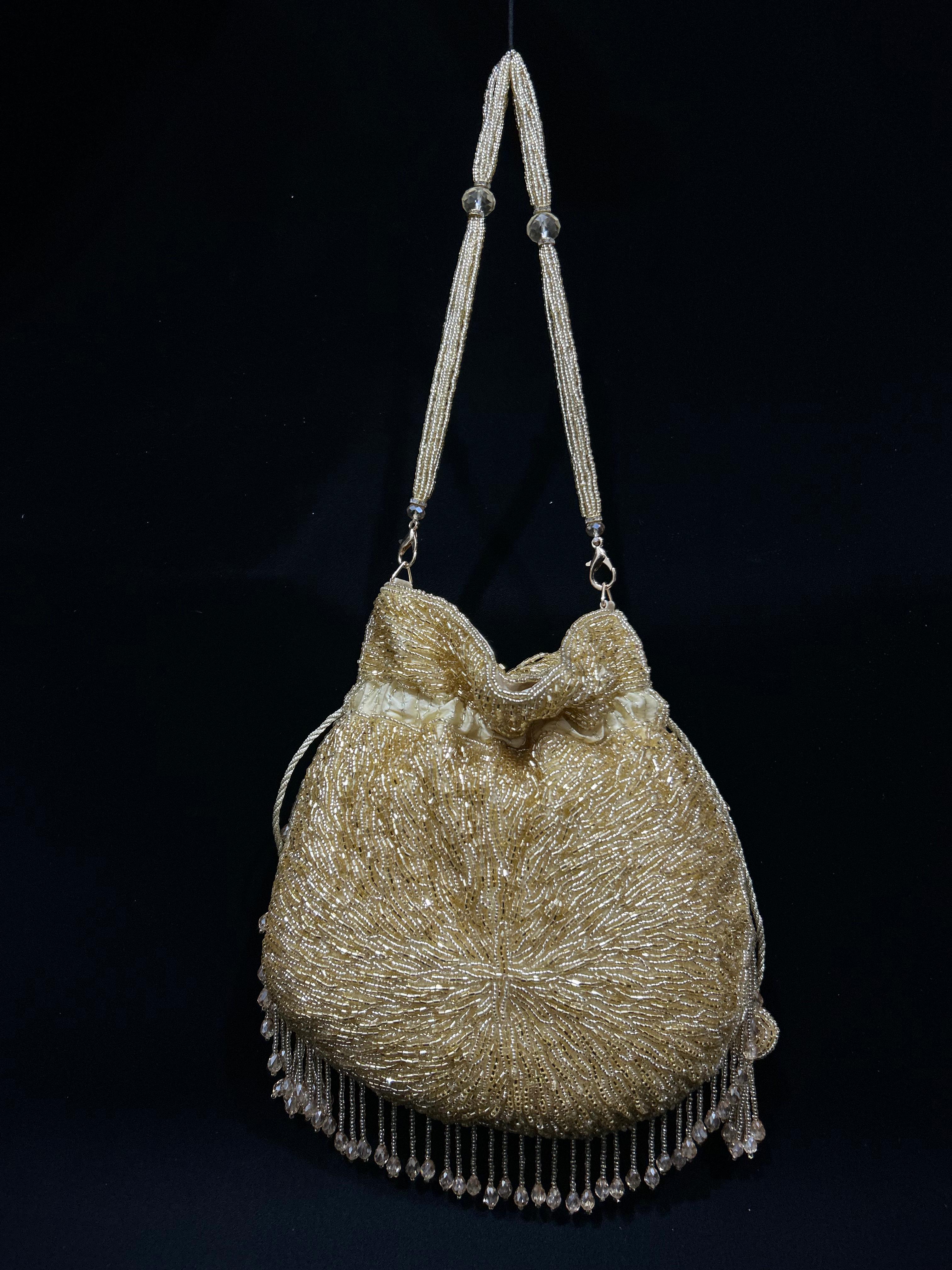 Golden Glimmer Beaded Potli