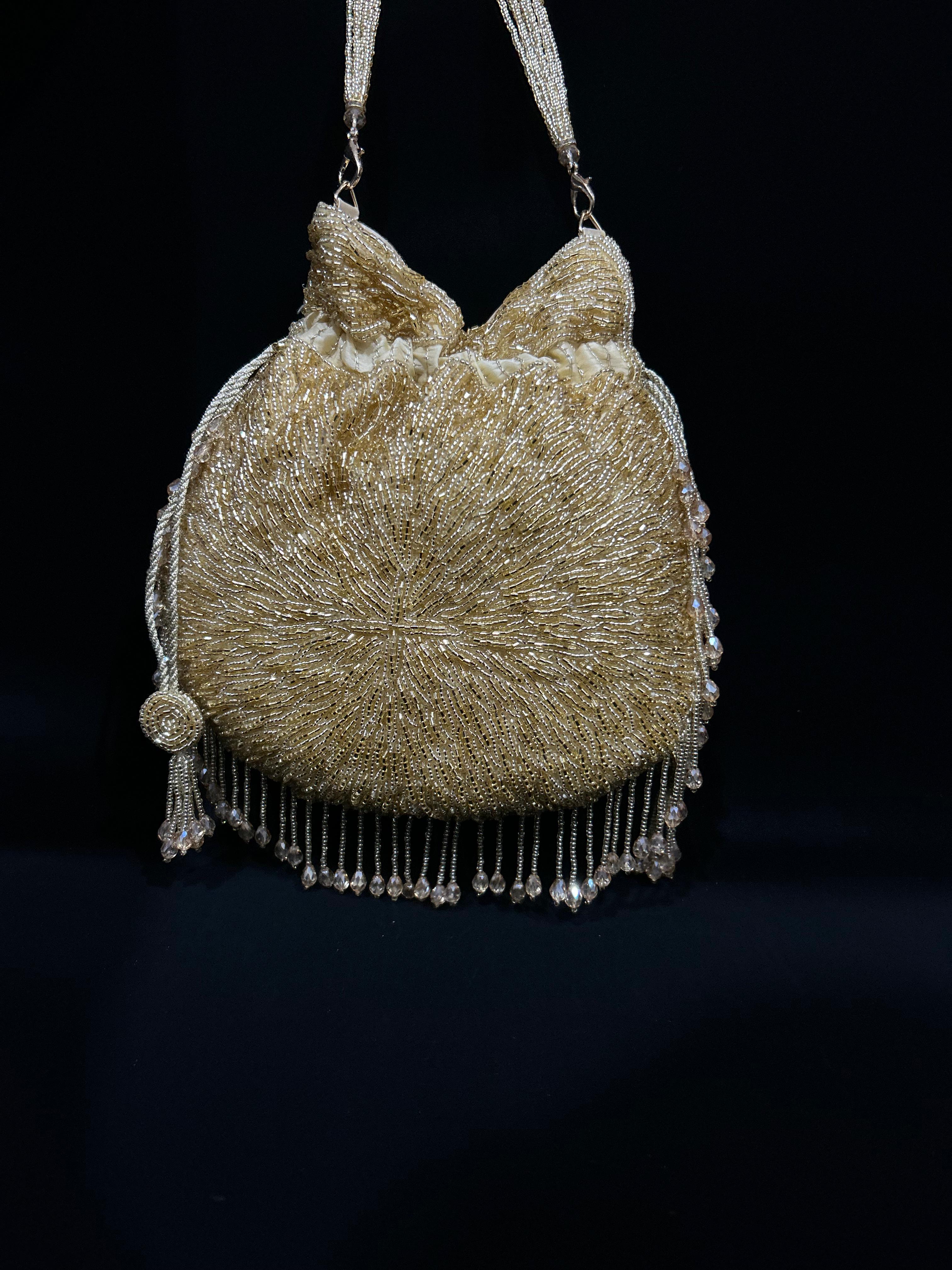 Golden Glimmer Beaded Potli