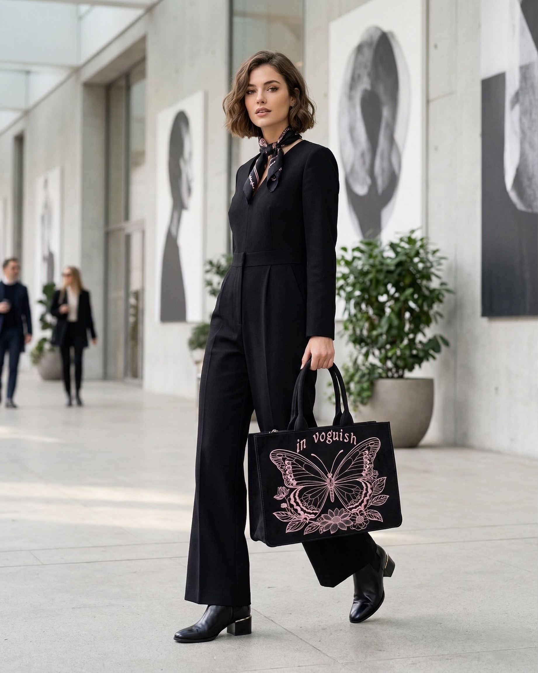 Midnight Butterfly Customized Embroidered Tote Bag