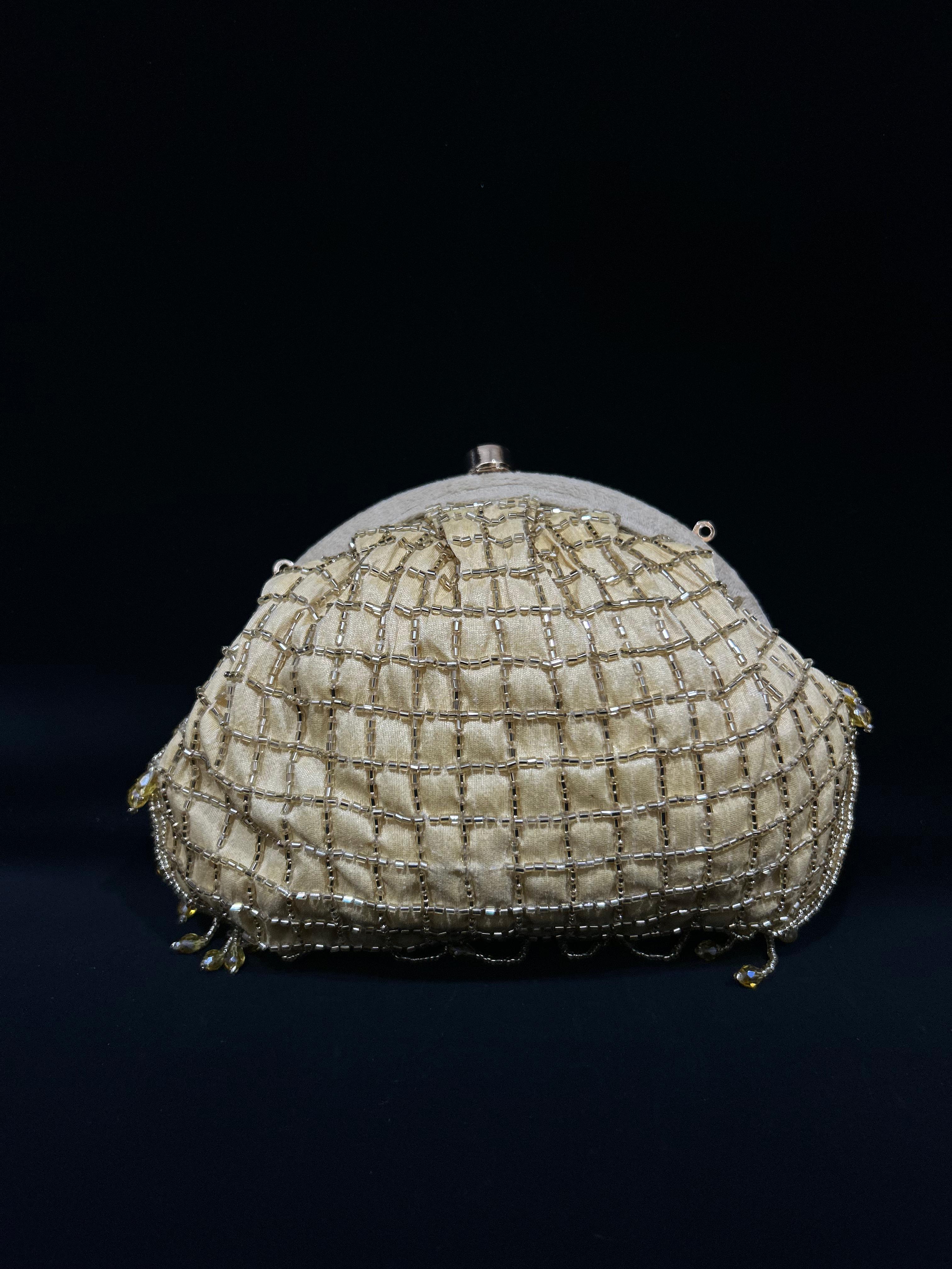 Golden Gleam Dome Beaded Potli Clutch