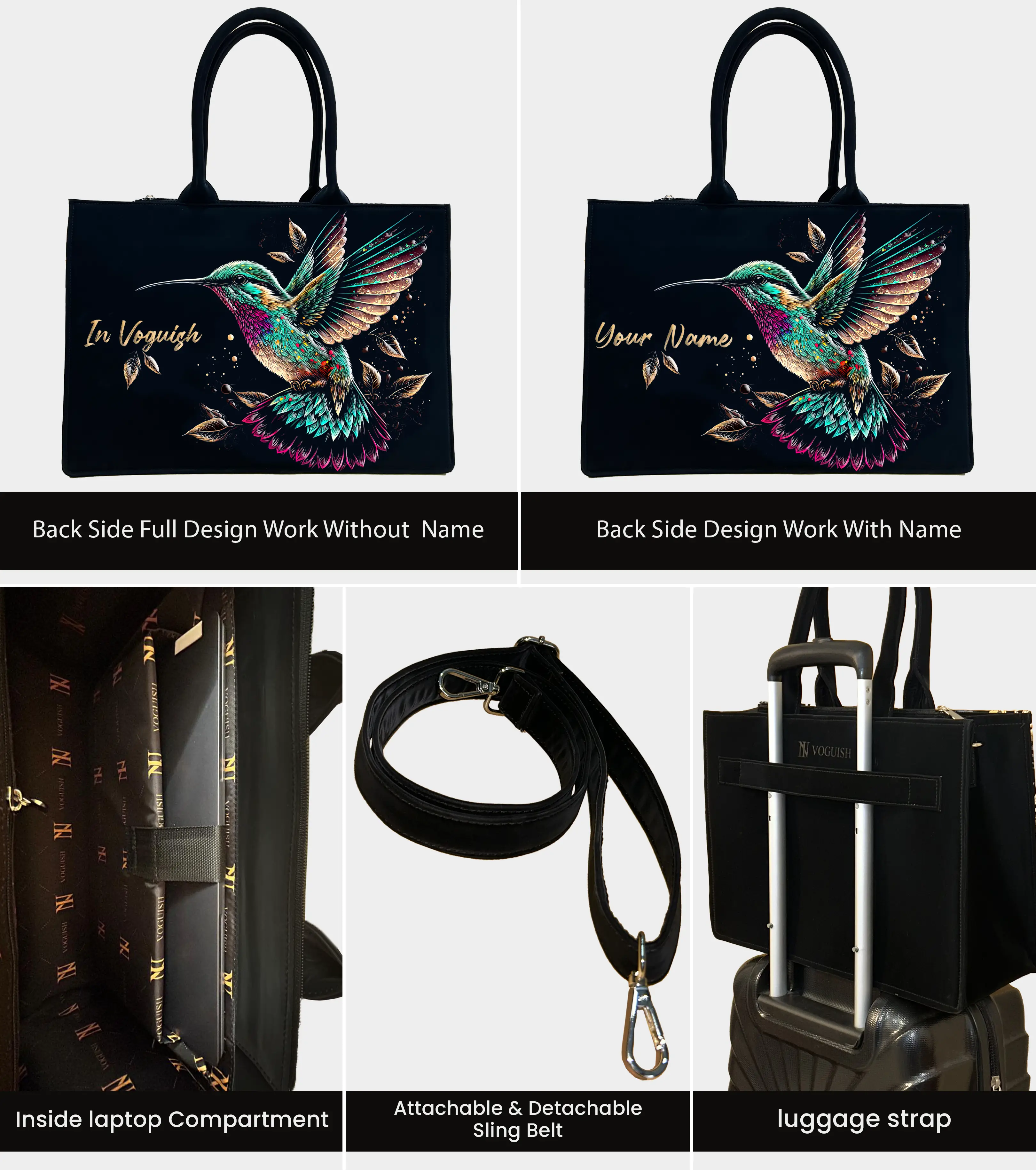 Customized Tote Bag Designed with Beautiful Flying Sparrow