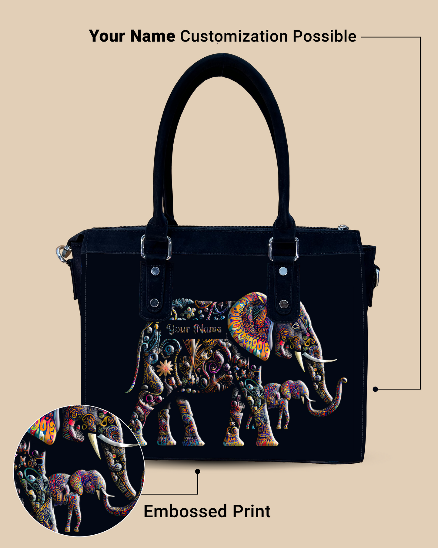 Aurelia Pattern Of Baby And Mother Elephant Designer Sling Bag for Everyday Use