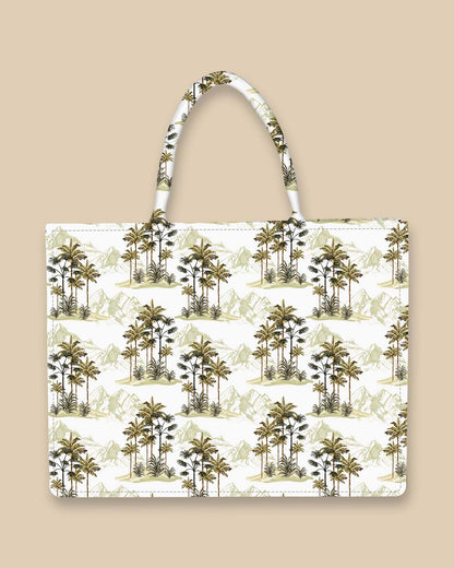 Customized Tote Bag Designed With Coconut Trees and Mountain View