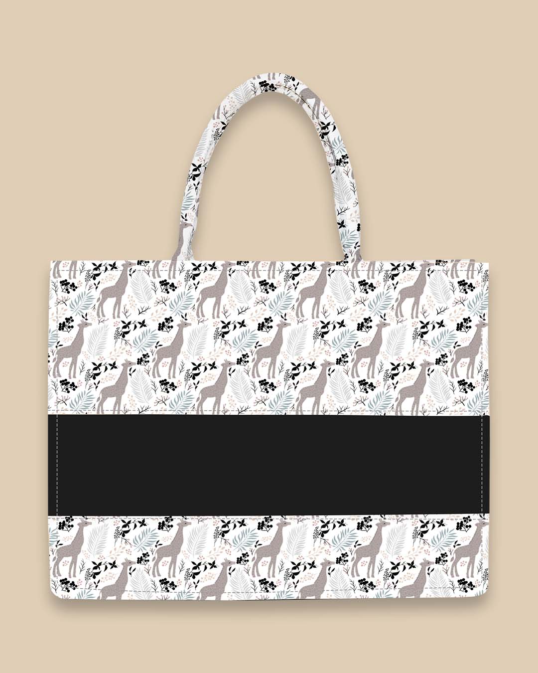 Customized Tote Bag Designed with Fernsv Holy Berry Flowers And Giraffe