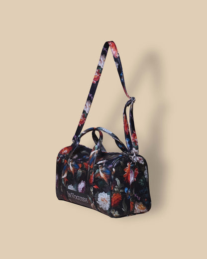 Customized Duffle Bag with Beautiful Flowers design and Sparrow