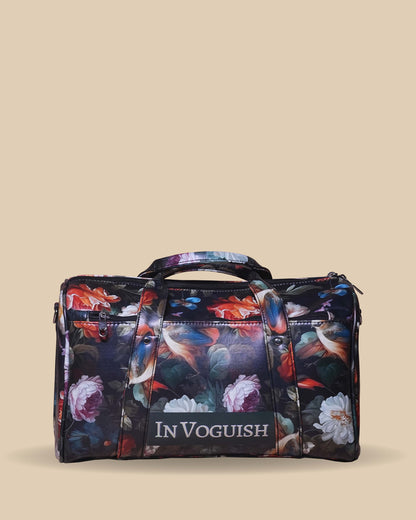 Customized Duffle Bag with Beautiful Flowers design and Sparrow