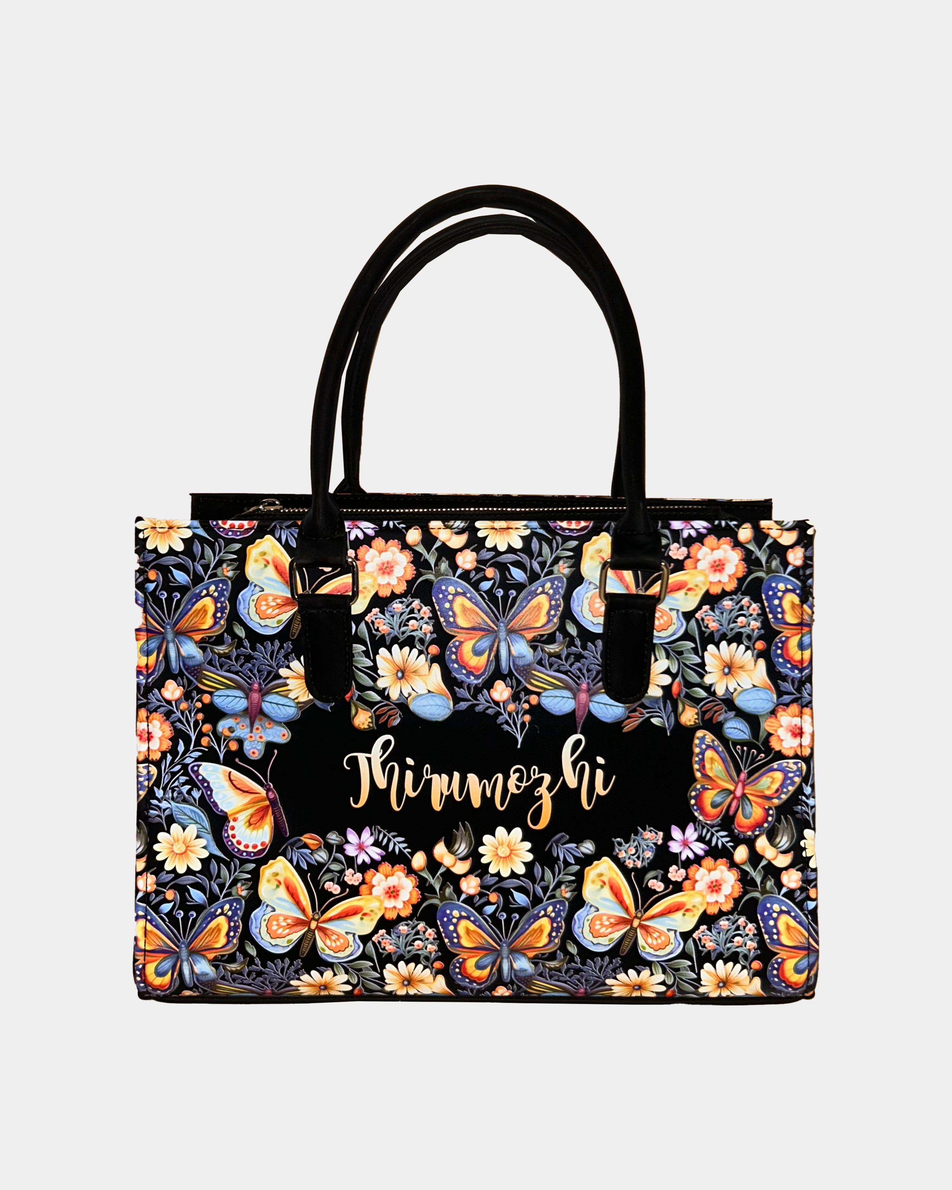 Designer Sling Tote Bag with Blossom Colorful Butterflies Invoguishindia