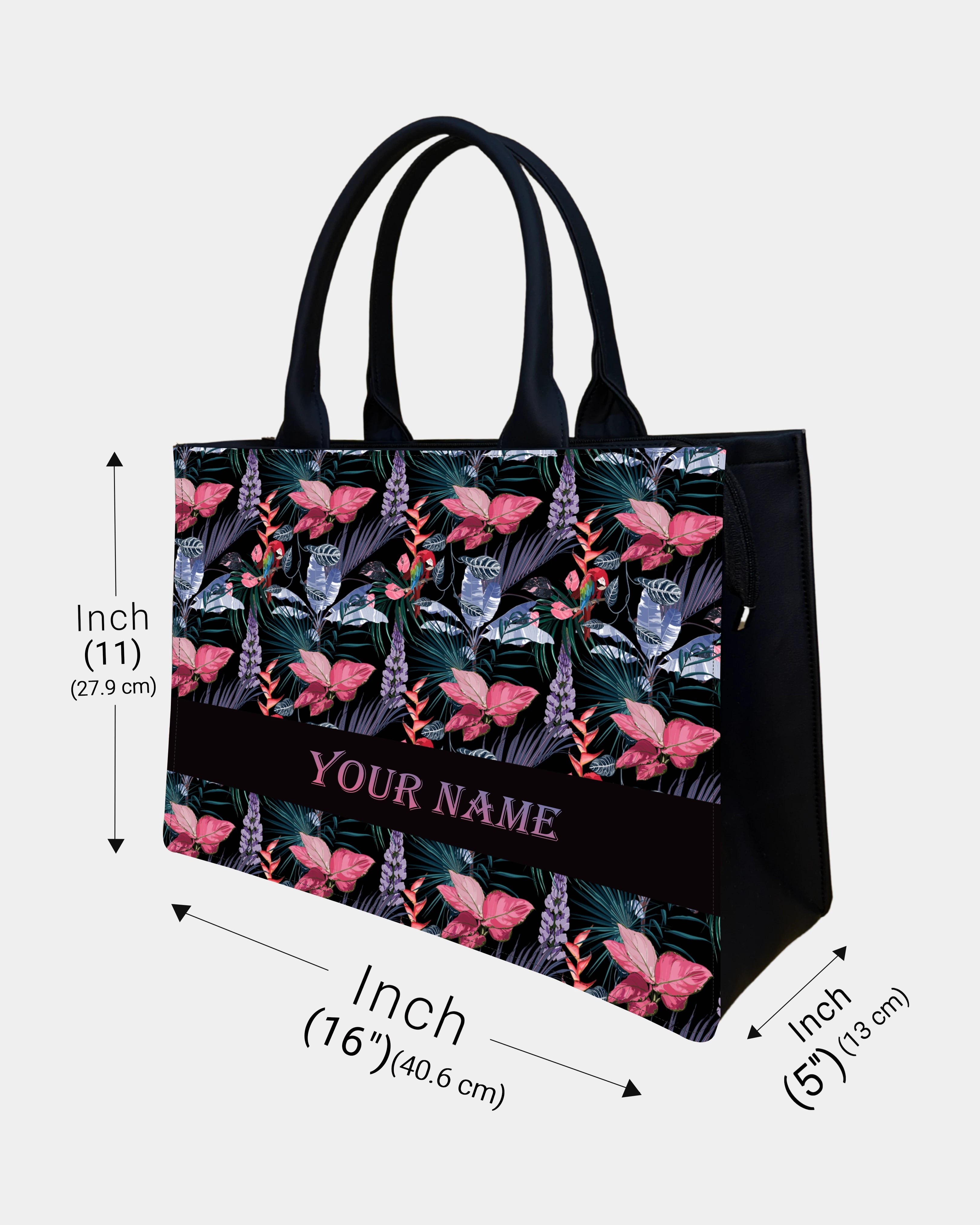 In Voguish Tropical Bloom Printed Customized Tote Bag
