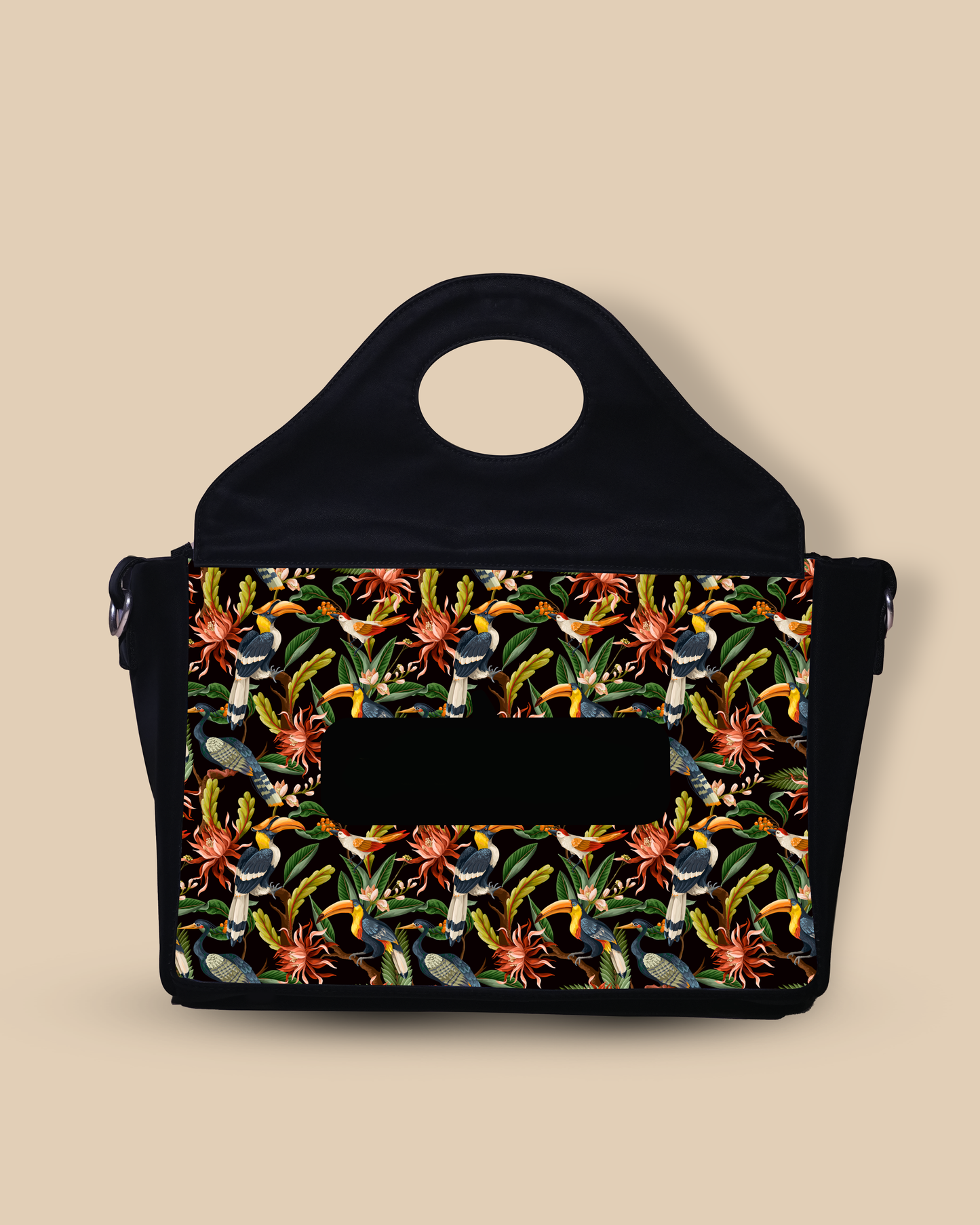 Customized Sling Purse Designed with Hornbill , Carens Birds And Tropical Flowers