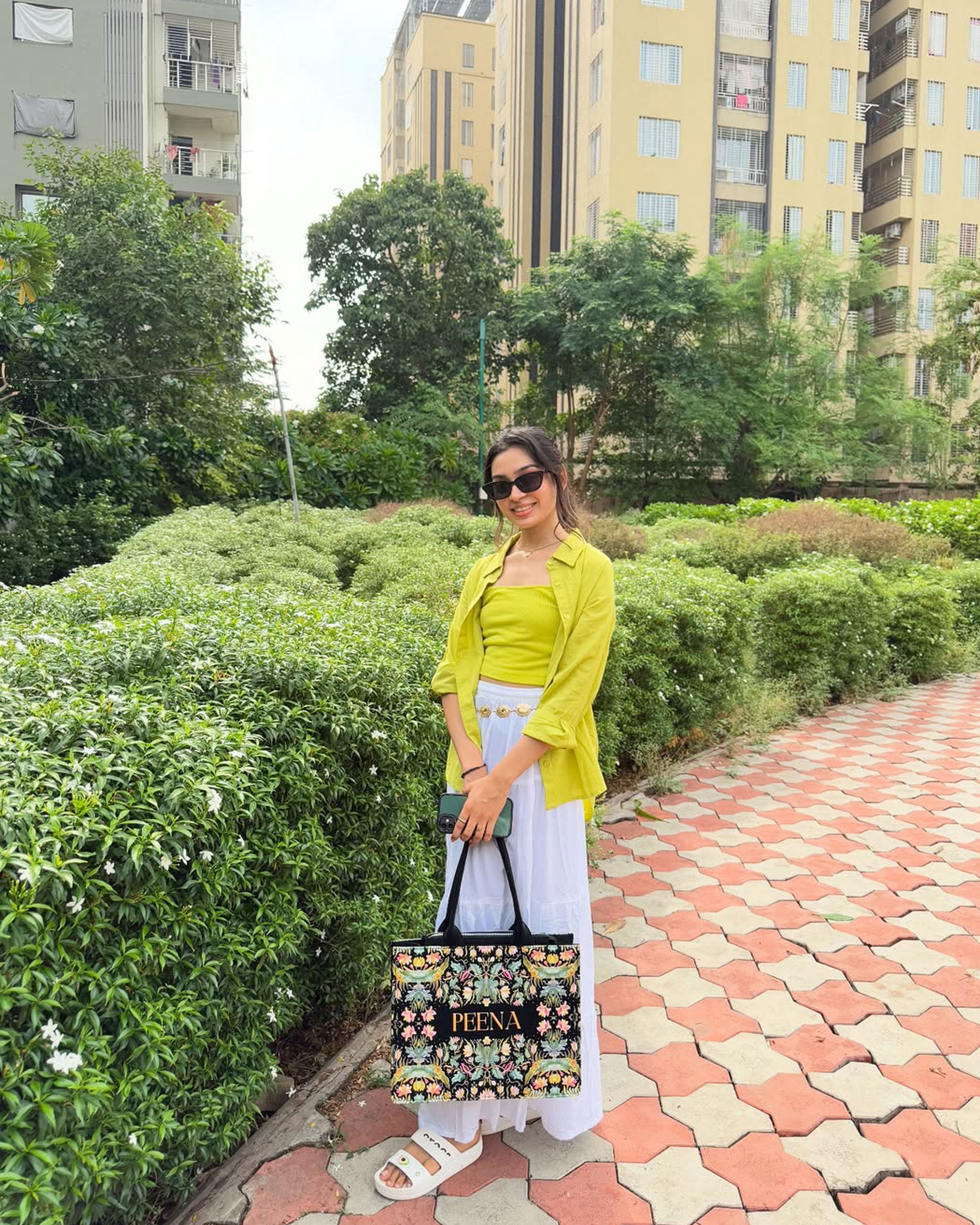 African Jungle Up Embossed Leather Personalized Tote Bag