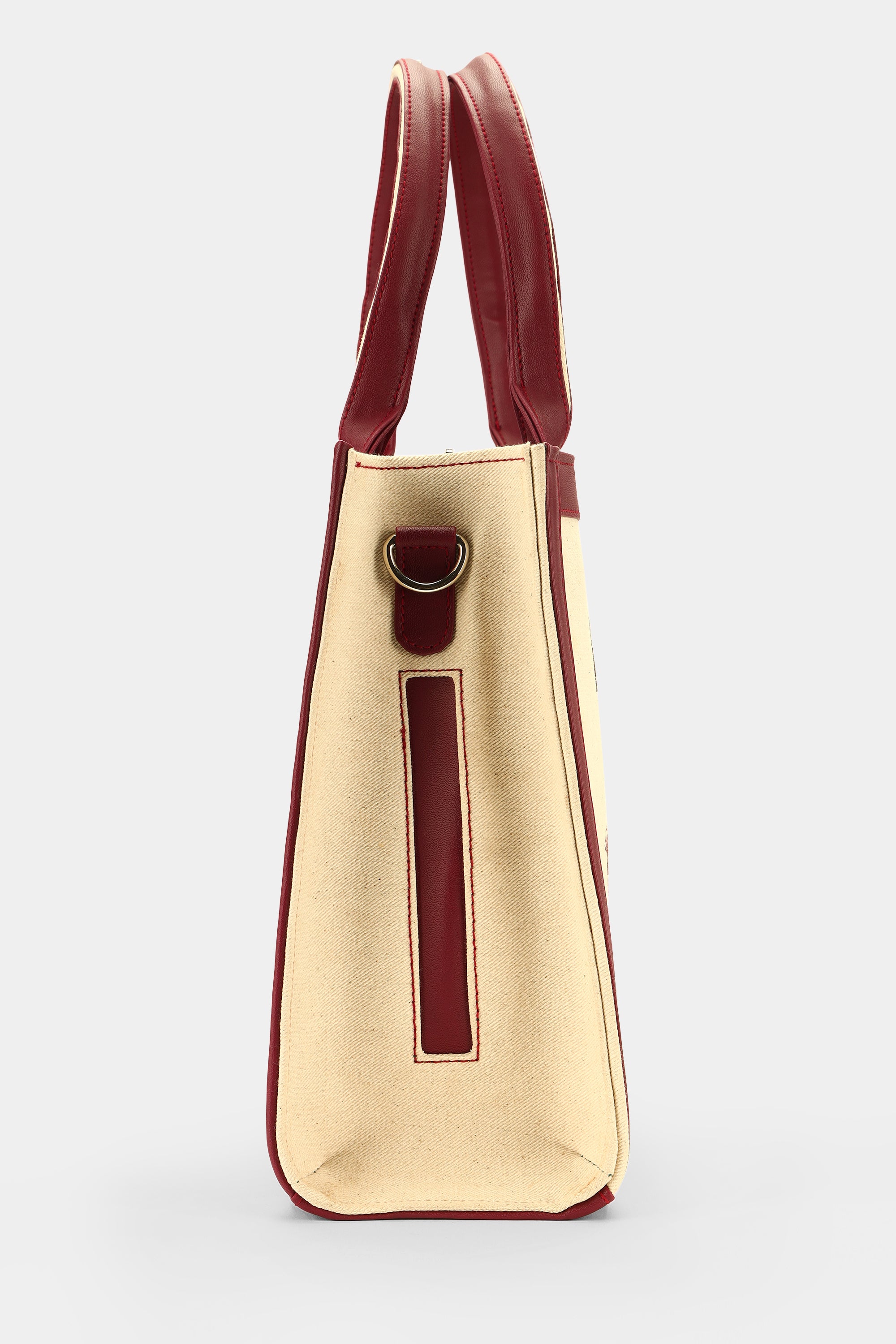 Burgundy Floral Garden Customized Embroidered Tote Bag