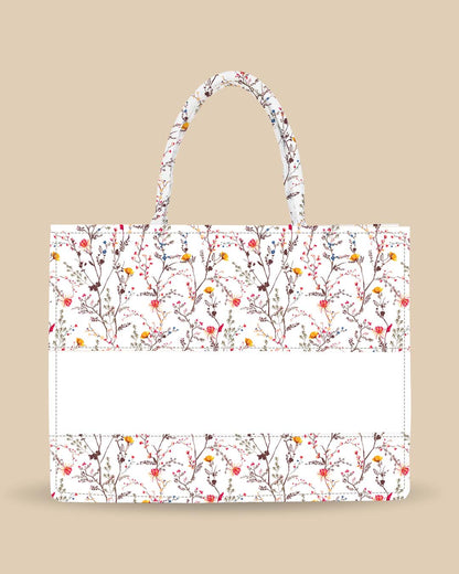 Customized Tote Bag Designed with Gentle Botanical Flowers Blooming Garden