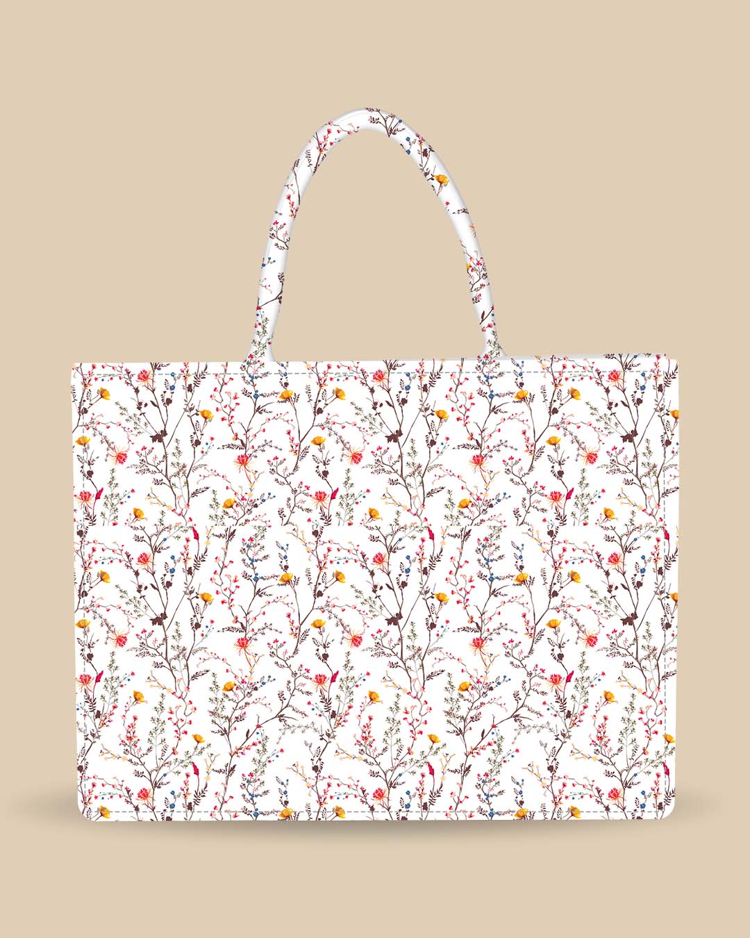 Customized Tote Bag Designed with Gentle Botanical Flowers Blooming Garden