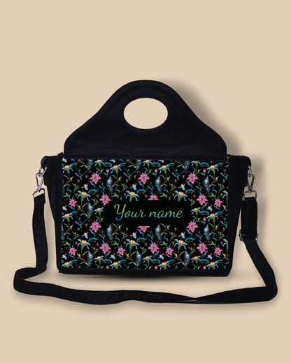 Customized Sling Purse Designed with Lily, Paradise Flowers And Peacock Feather