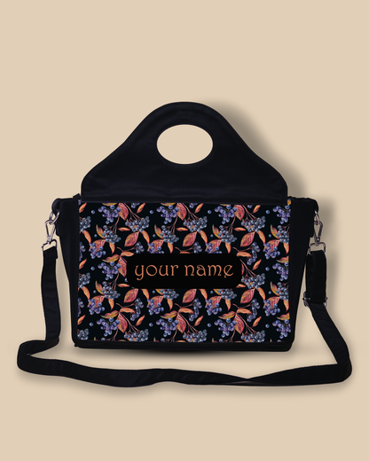 Customized Sling Purse Designed with Grapes And Leaf Pattern