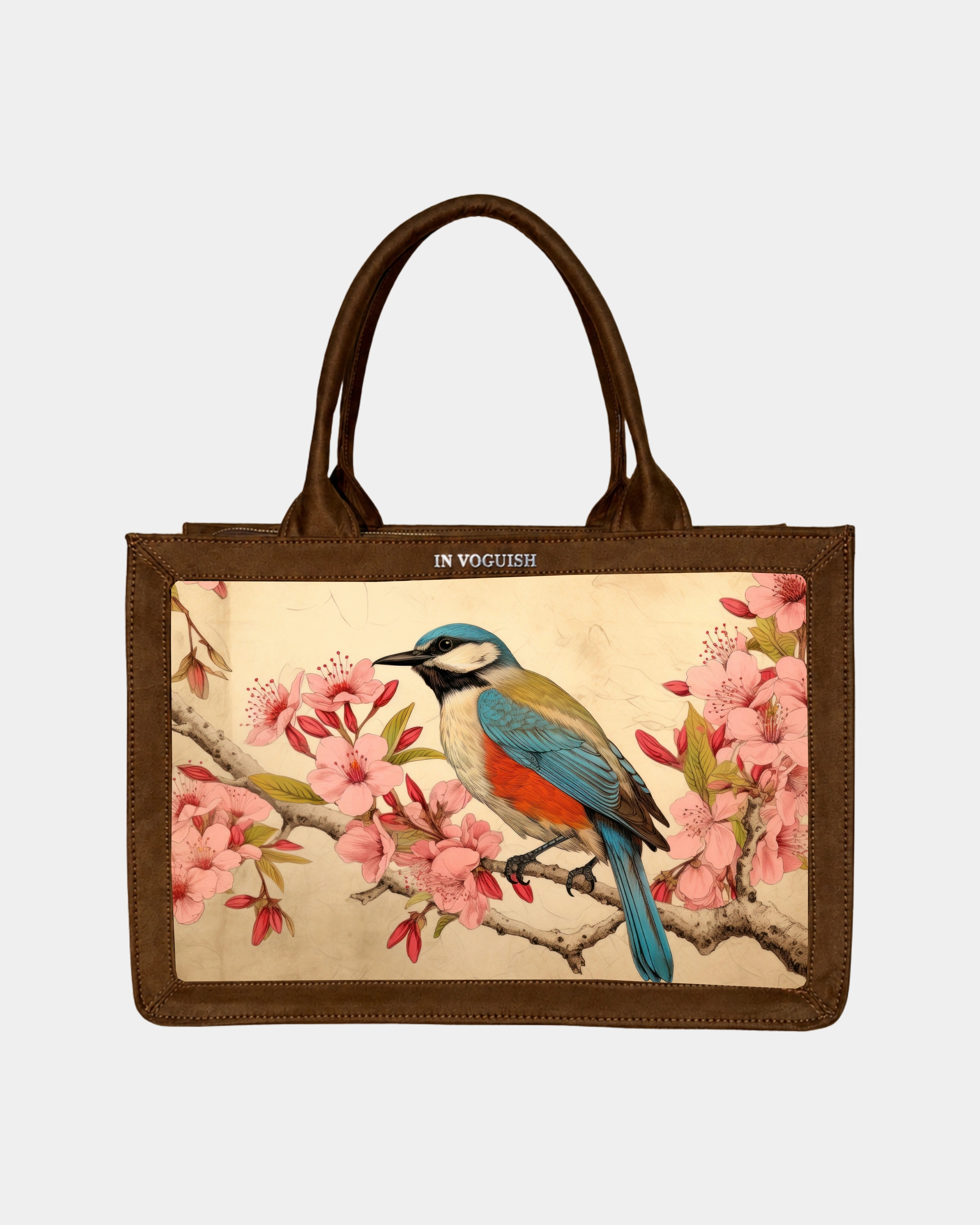 Voguish Blossom Bird Luxe Canvas Tote Bag
