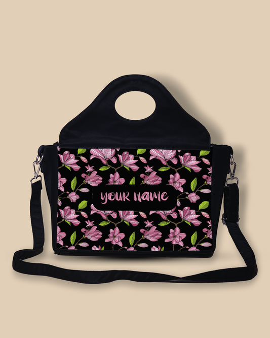 Customized Sling Purse Designed with Placemats Flowering Magnolia Pink