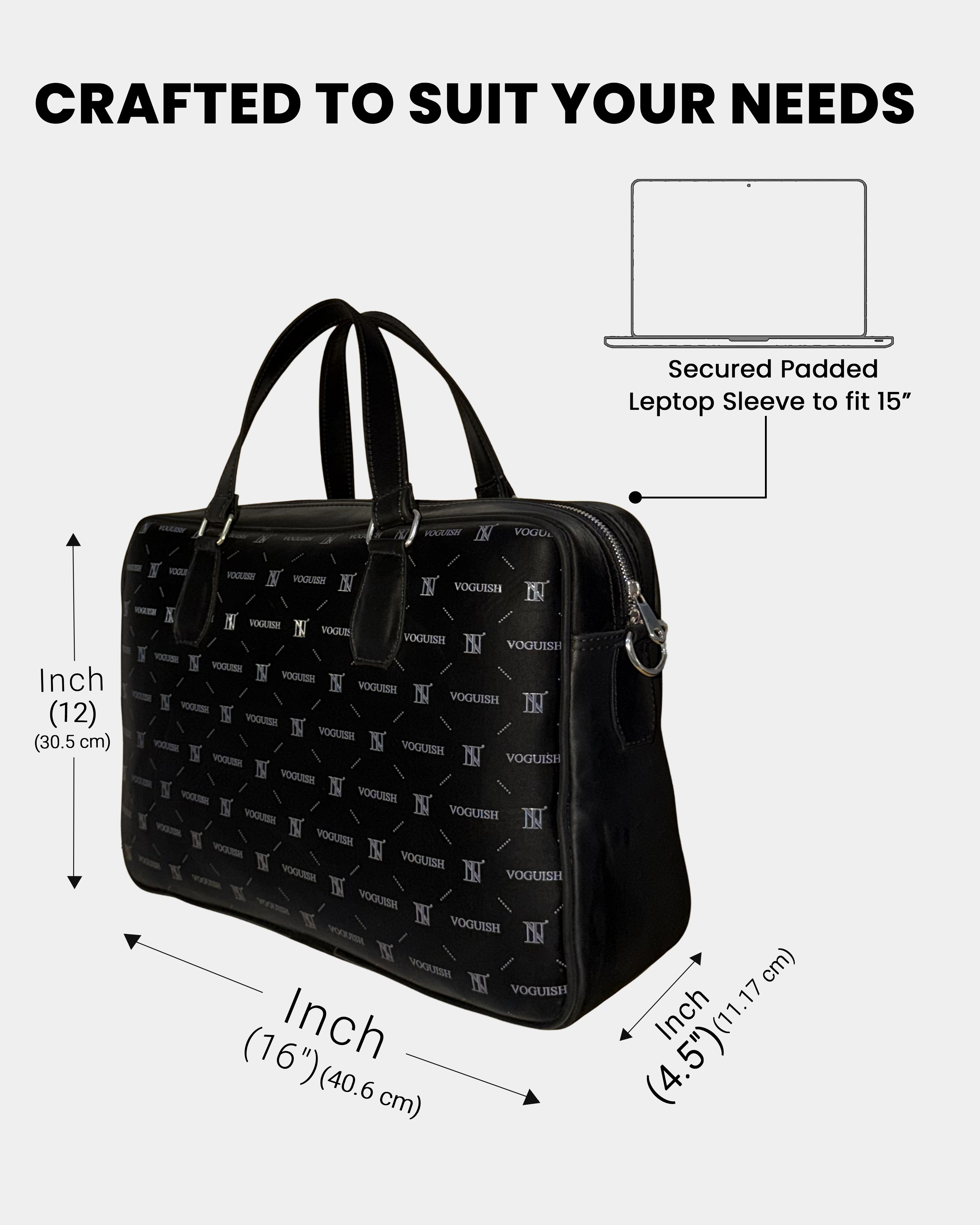 IN VOGUISH Z Black Luxe Laptop Bag for Men