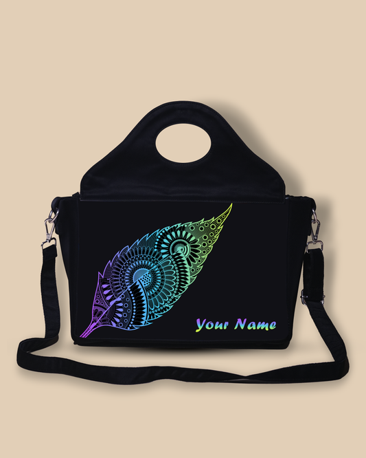 Customized Sling Purse Designed With Colorful Leaf Pattern