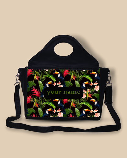 Customized Sling Purse Designed With Beautiful Coconut Palm Trees With Birds