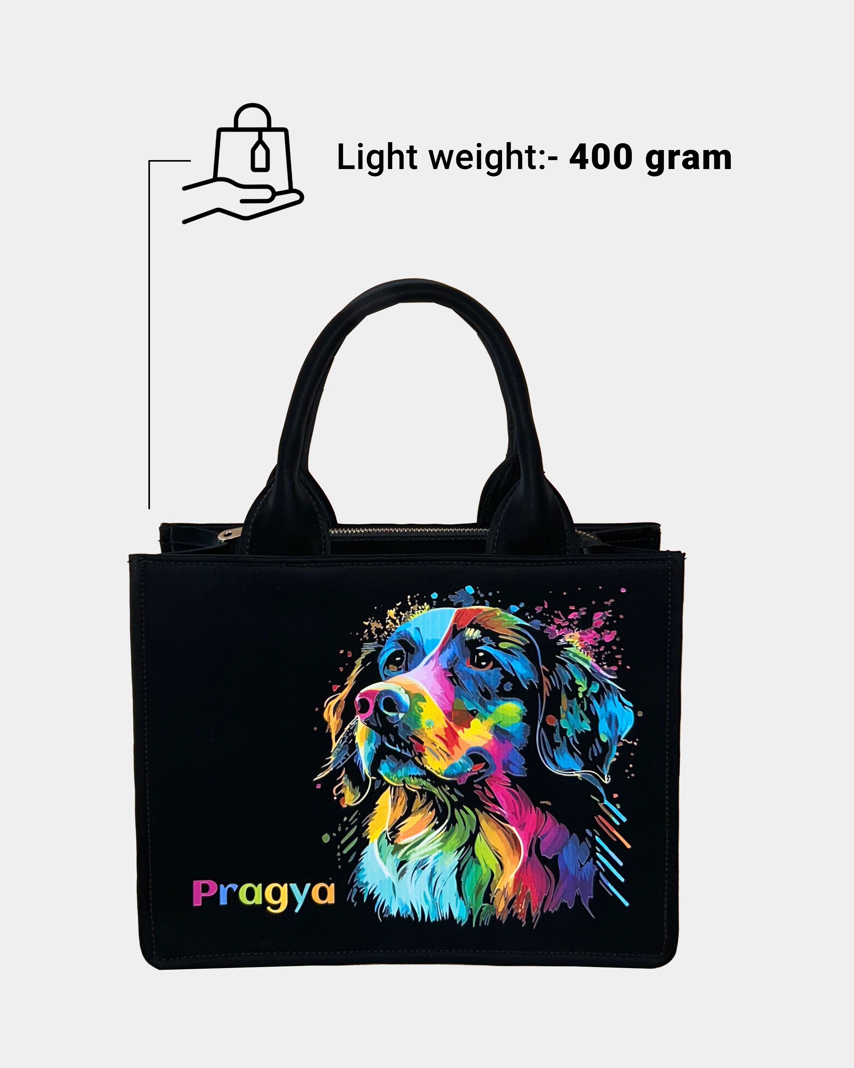 Customized Small Tote Bag Designed With Colourful Dog