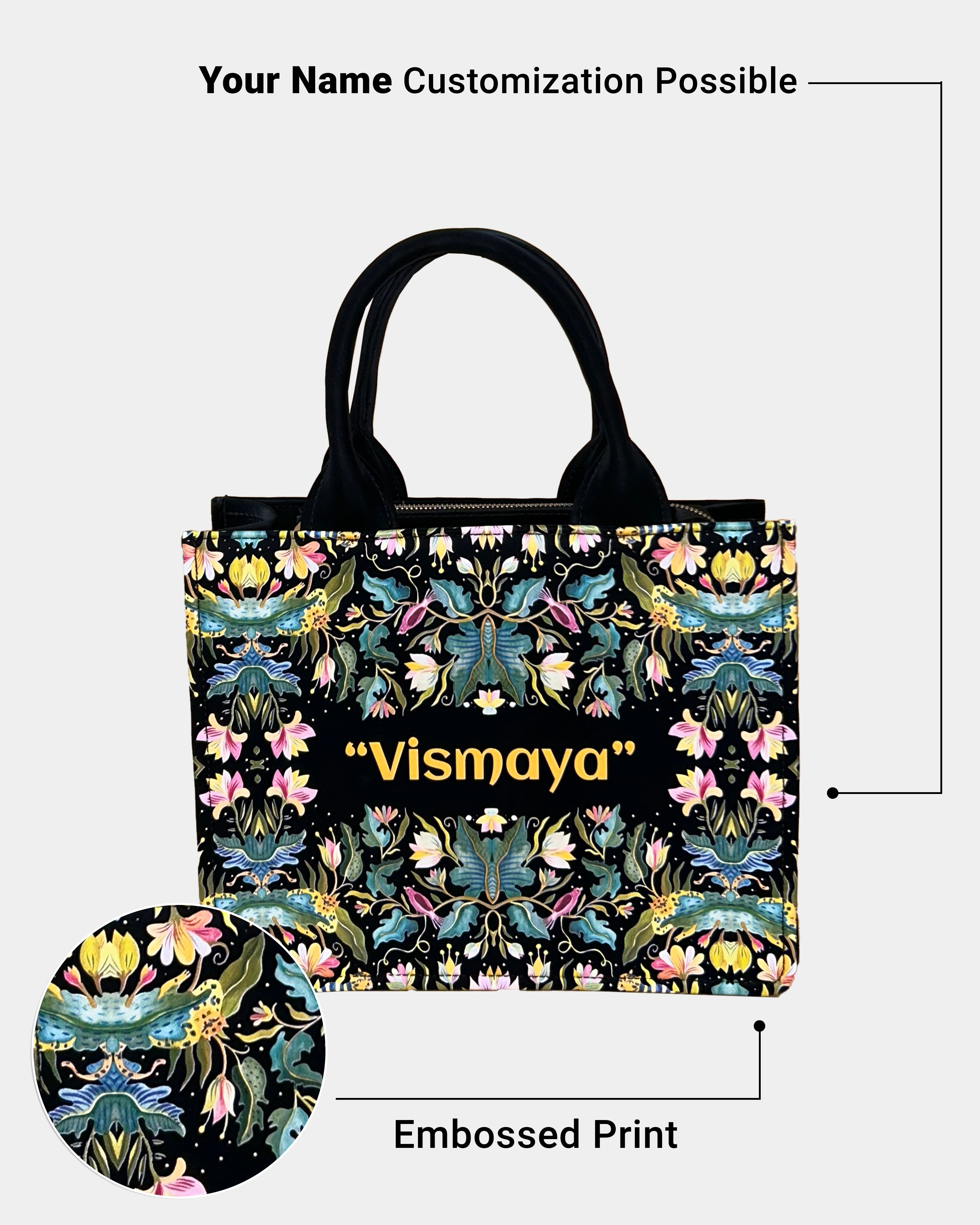 African Jungle Up Embossed Leather Personalized small Tote Bag