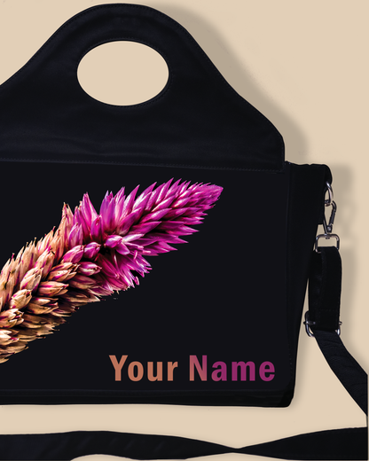 Beautiful Flower Design Up Embossed On Glossy Leather Personalized Sling Purse