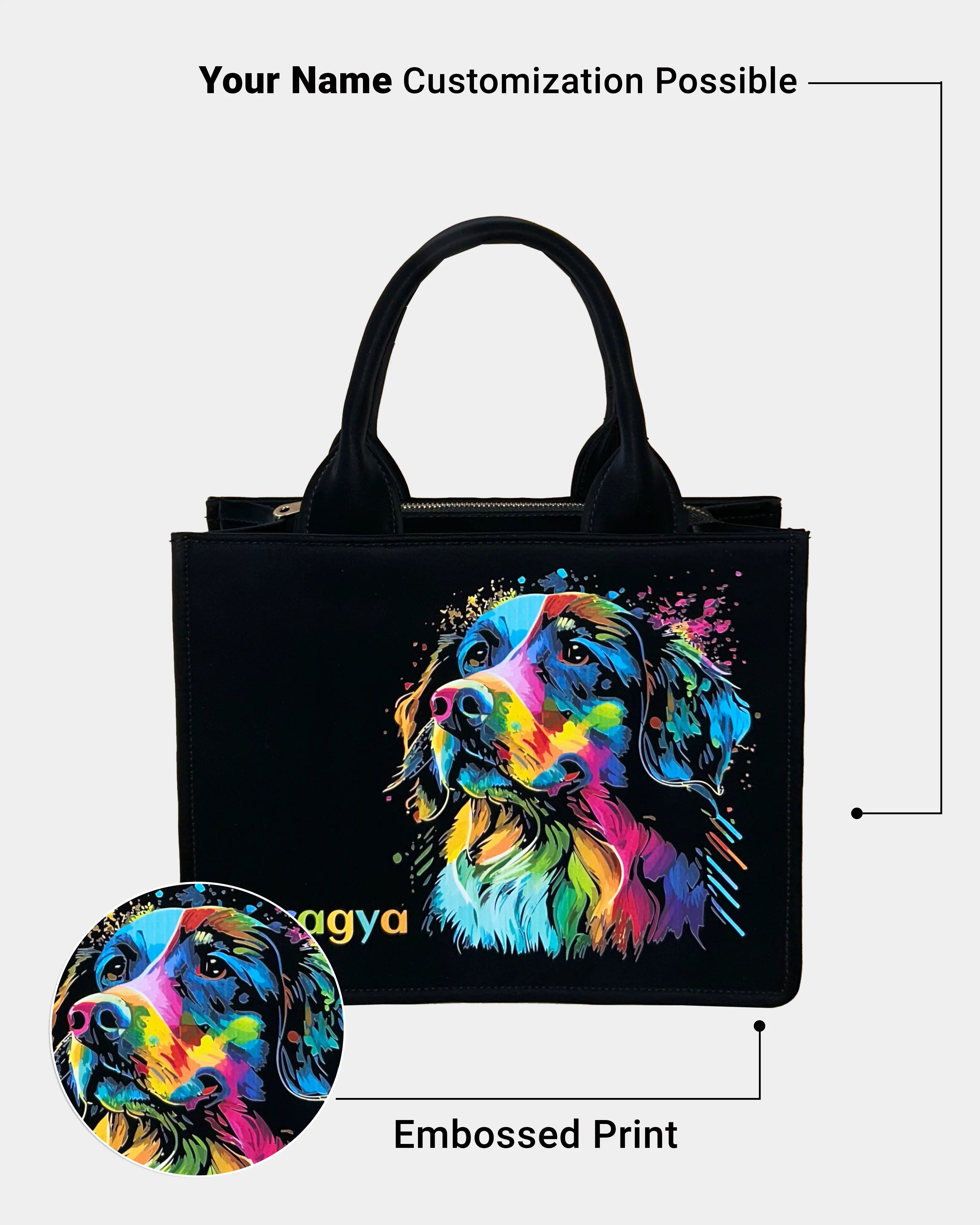 Customized Small Tote Bag Designed With Colourful Dog