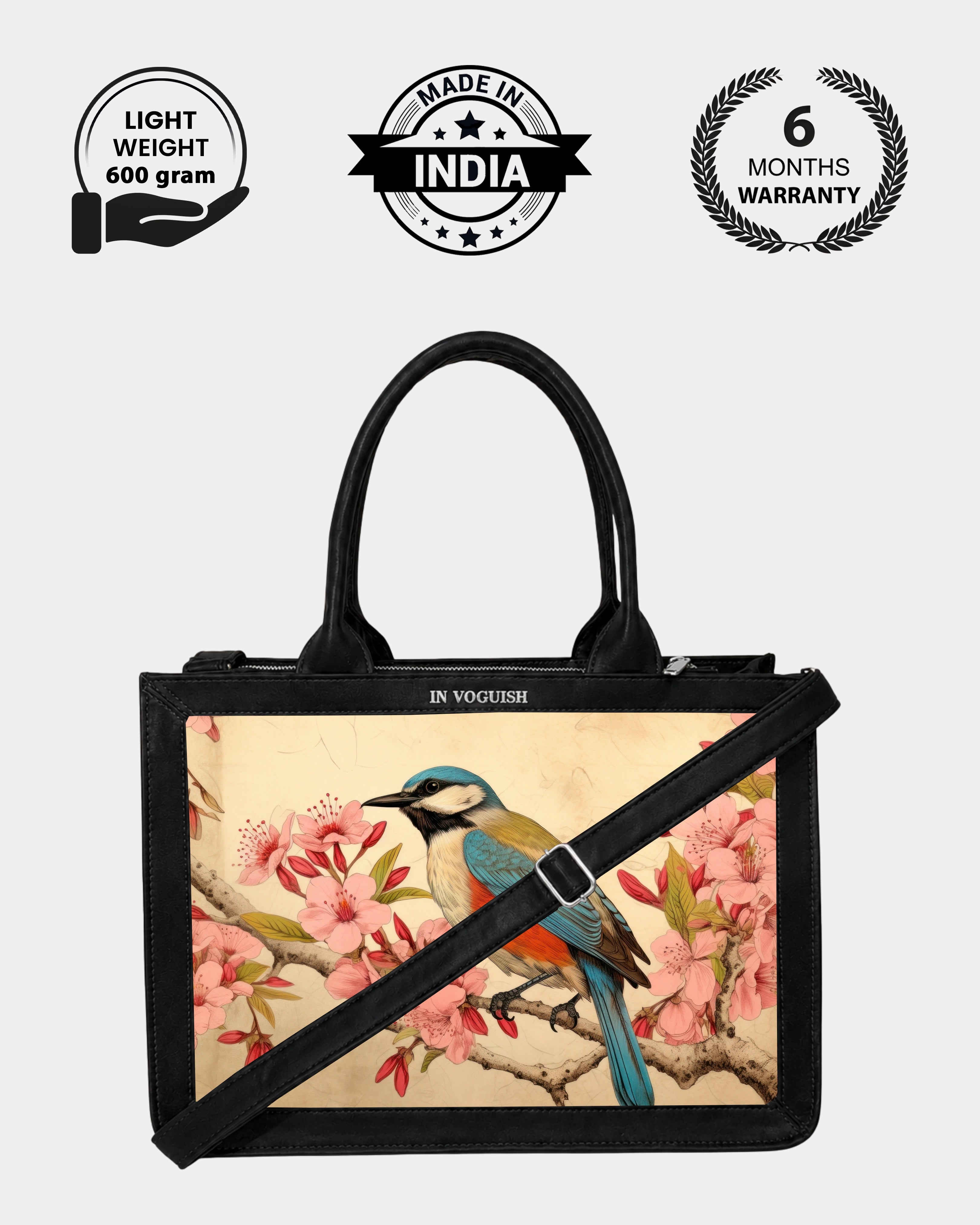 Voguish Blossom Bird Luxe Tote Bag