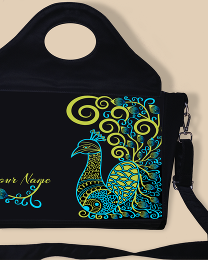 Customized Sling Purse Designed with Artistic mandala peacock