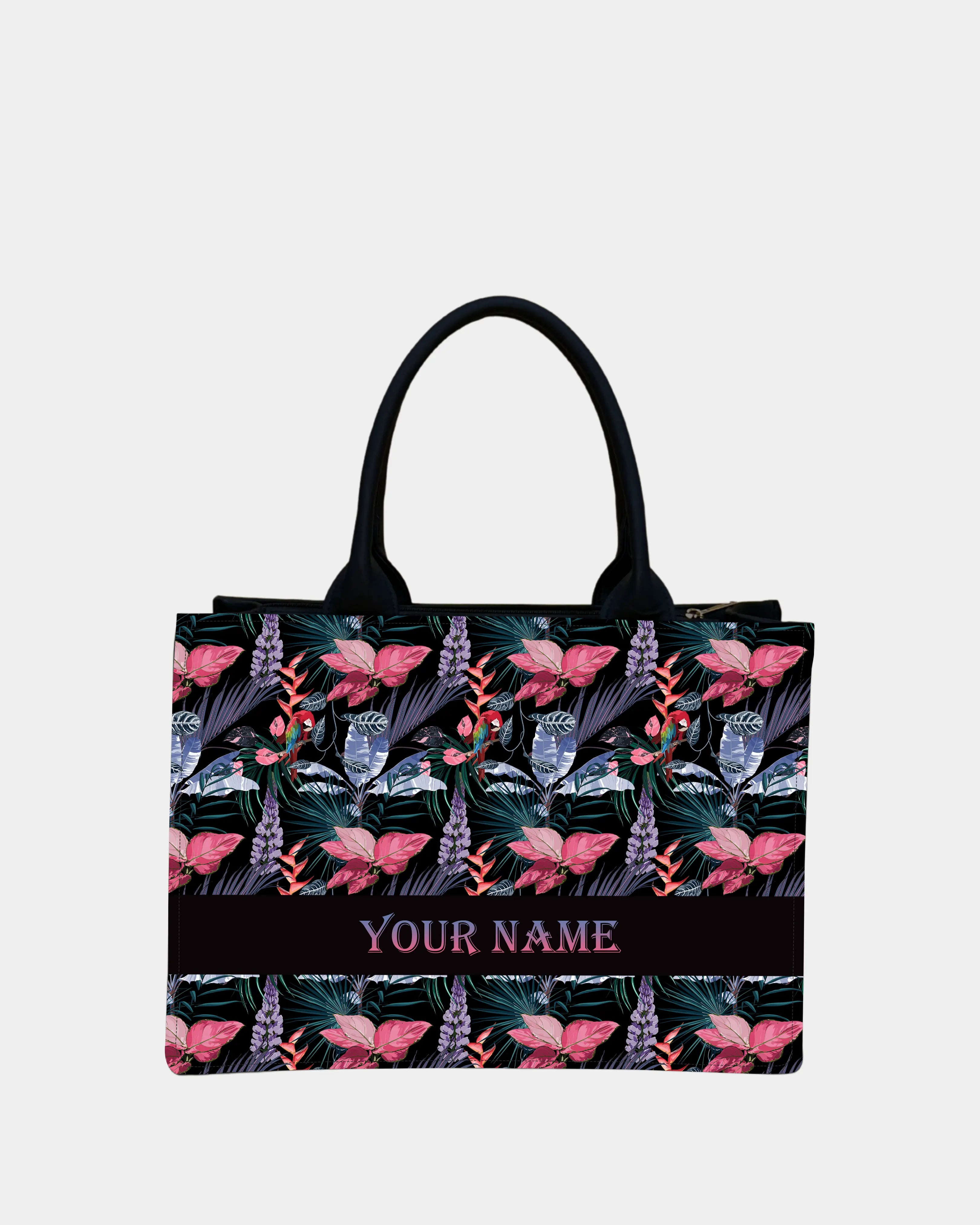 In Voguish Tropical Bloom Printed Customized Tote Bag