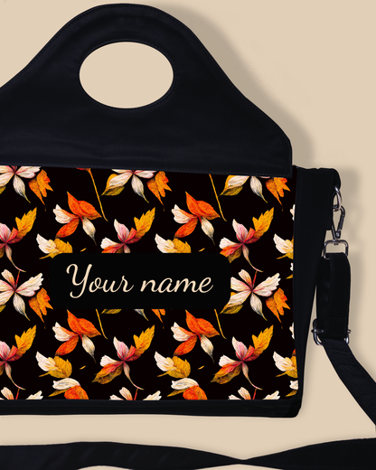 Customized Sling Purse Designed with Watercolor Autumn Leaves Pattern
