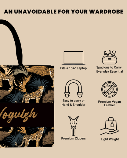 Marine Pattern Background And Leopard Palms Tote Bag