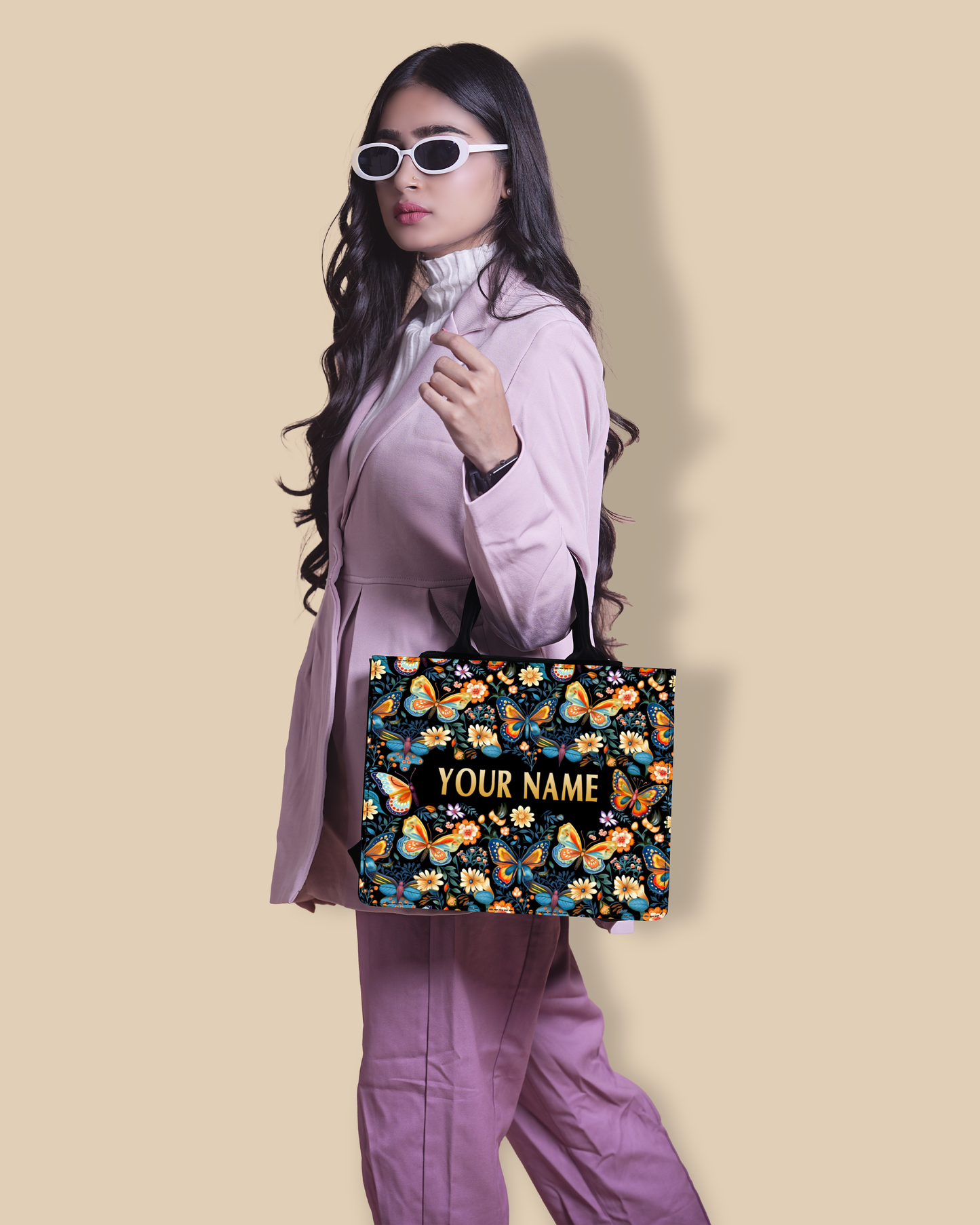 Customized small Tote Bag Designed With Blossom Colorful Butterflies