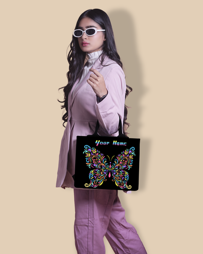 Customized small Tote Bag Designed With Colorful butterfly Pattern