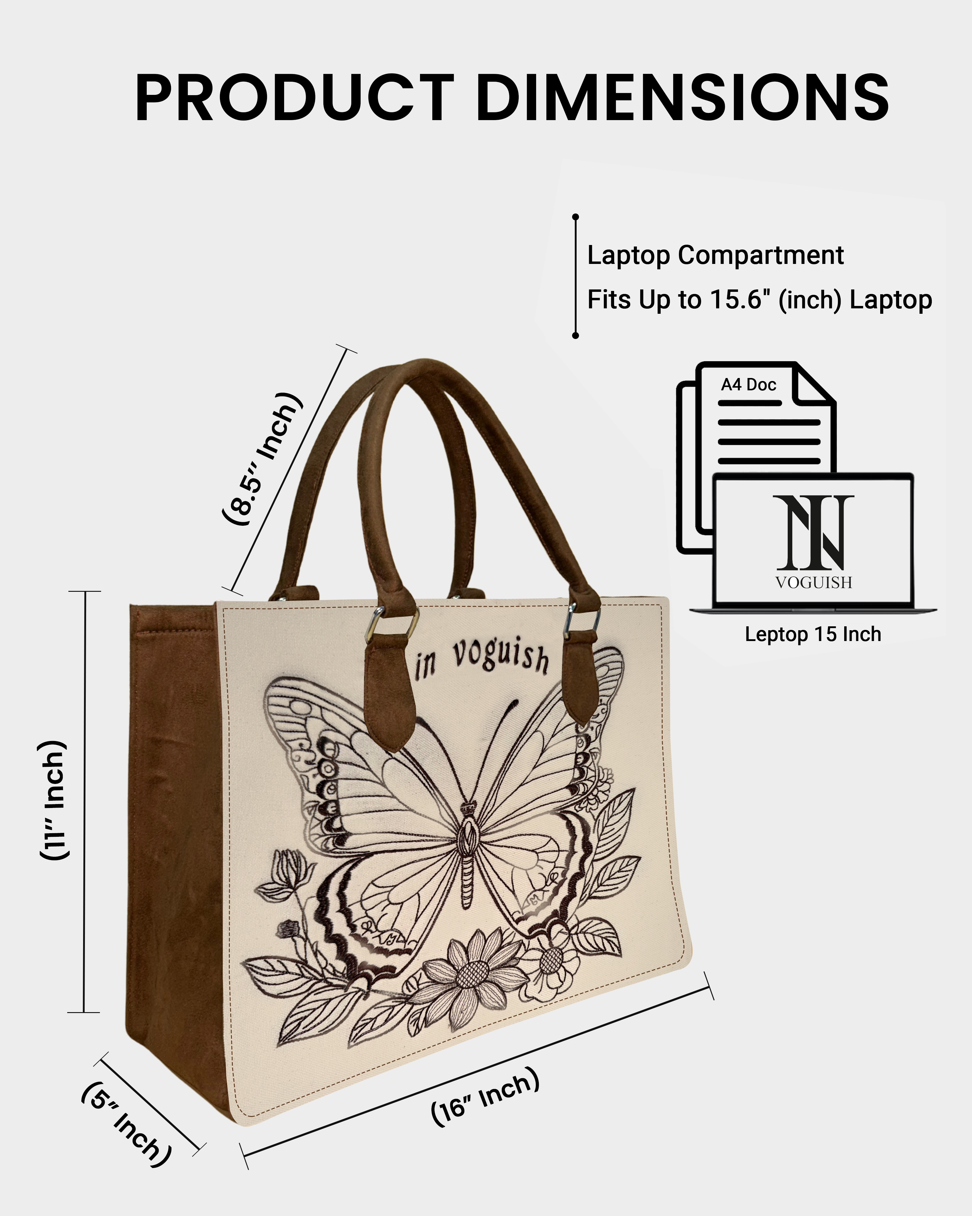 Butterfly Bloom Customized Embroidered Tote Bag