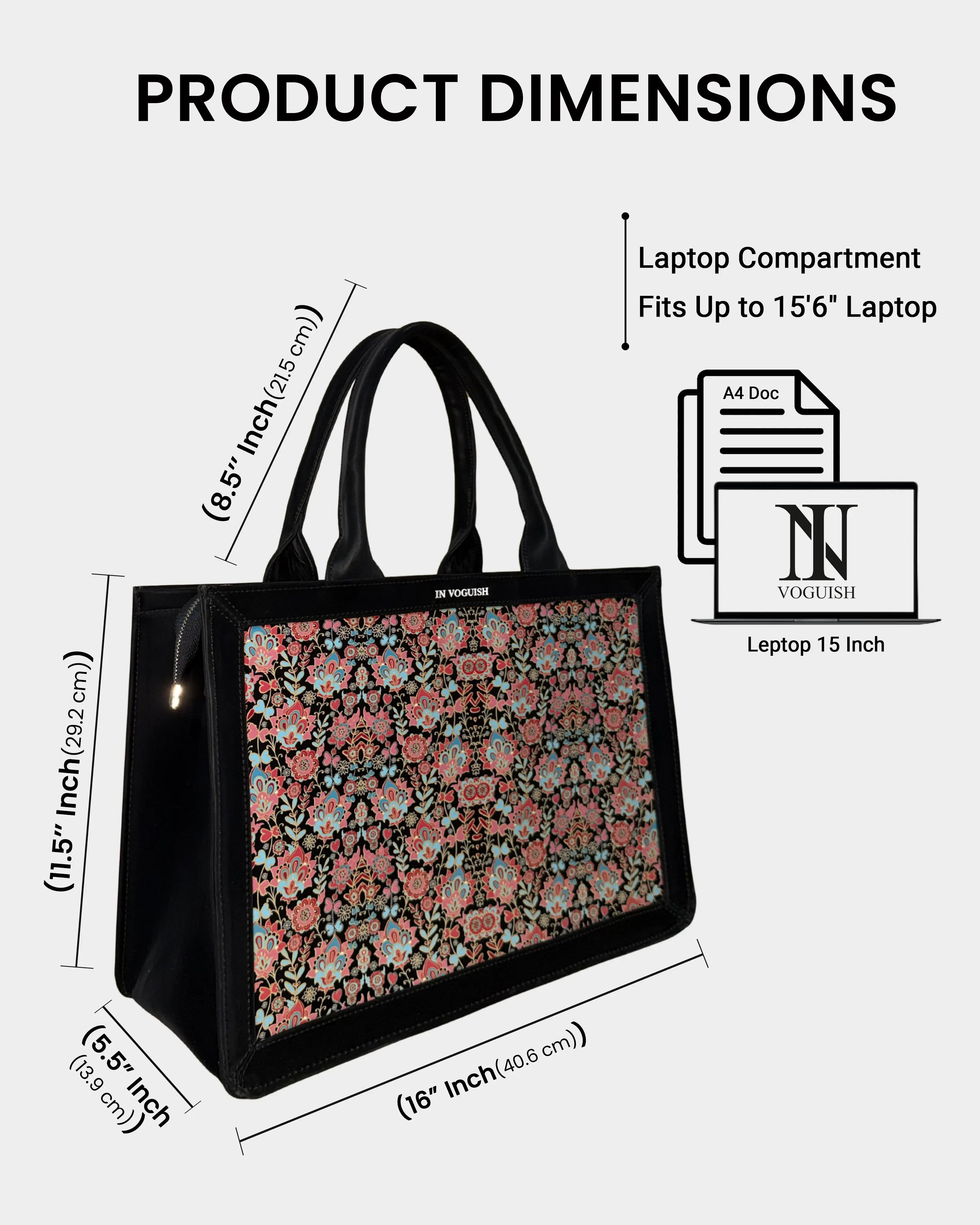 Voguish Floral Luxe 3D Embossed Tote Bag – Premium Italian Vegan Leather