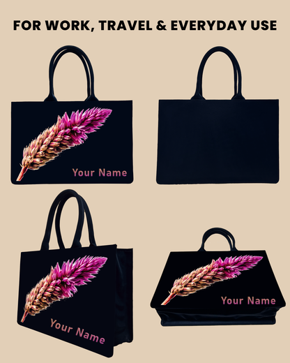 Beautiful Flower Design Up Embossed On Glossy Leather Personalized Tote Bag