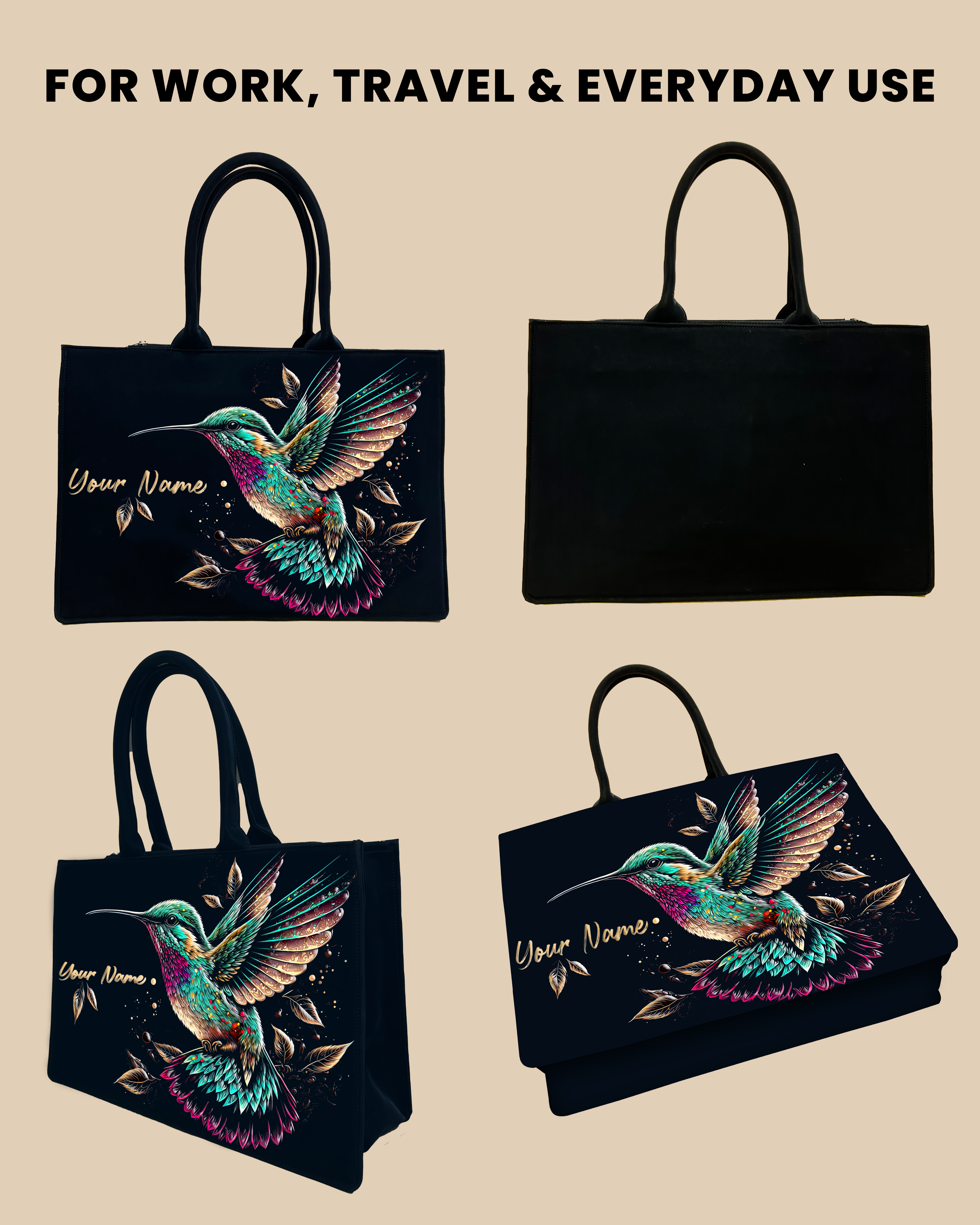 Customized Tote Bag  Designed with Beautiful Flying Sparrow