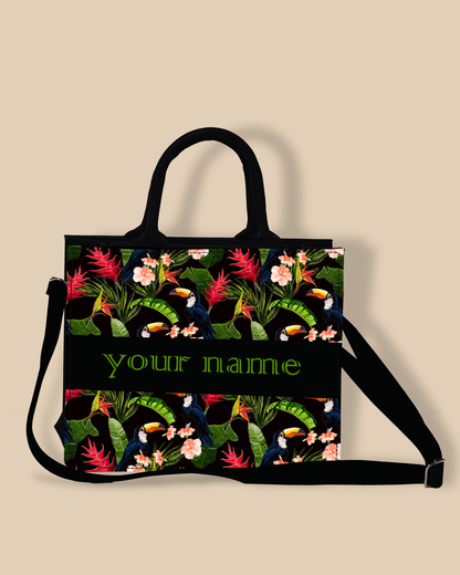 Customized small Tote Bag Designed With Beautiful Coconut Palm Trees With Birds