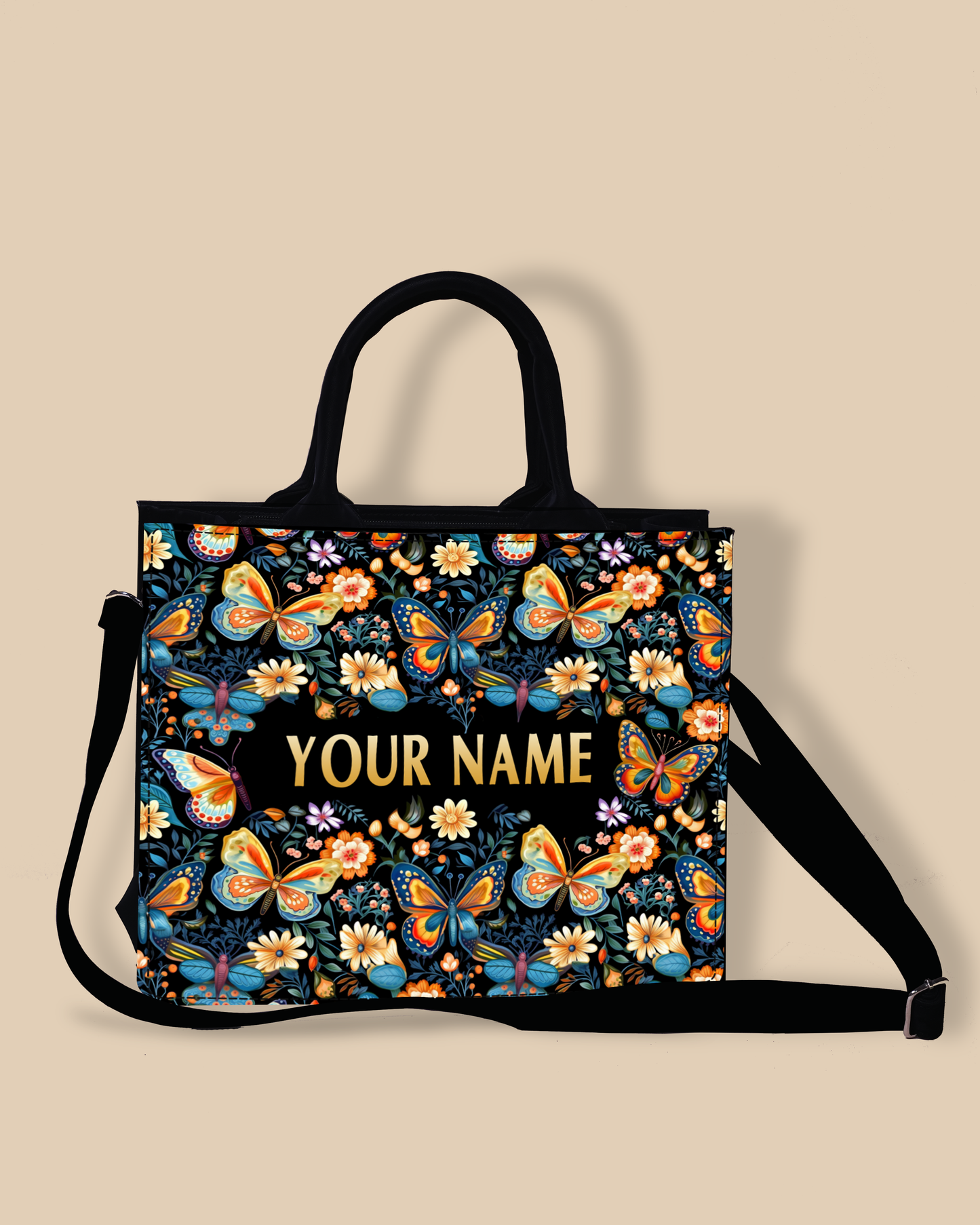Customized small Tote Bag Designed With Blossom Colorful Butterflies